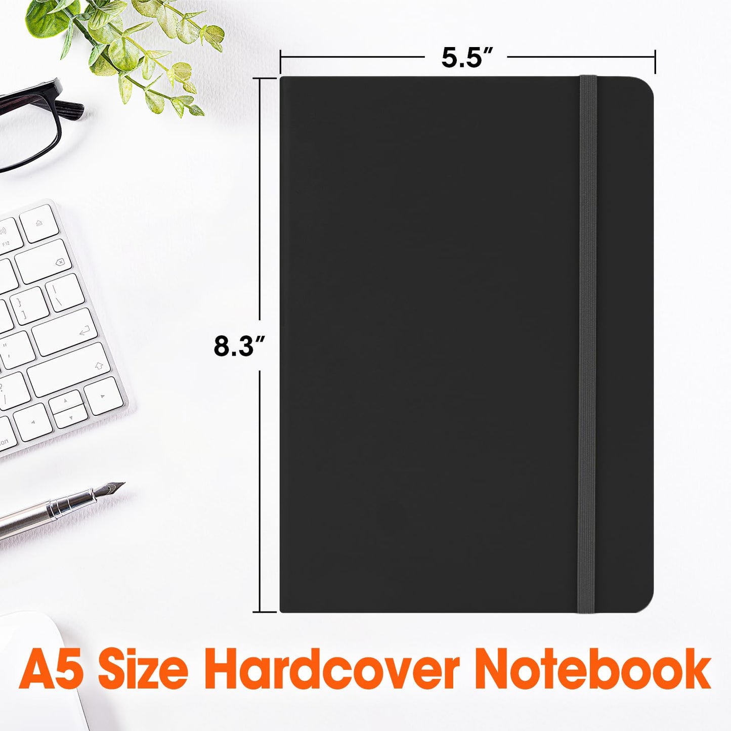 BGUP 24 Pack Lined Journal Notebook for Work, 200 Pages, Medium 5.5 in x 8.3 in, A5 College Ruled, Hardcover Journaling Notebooks for Writing, Note Taking, Fit for Business Work School Home (Black)