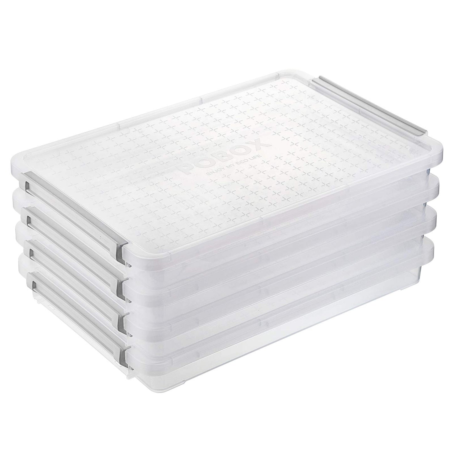BTSKY 4 Pack A4 Plus Clear Plastic Stackable Storage Box Desk Paper Magazine Container with Buckle, Office Supplies Accessories File Protector Case Organizer, Portable Project Case Document Holders