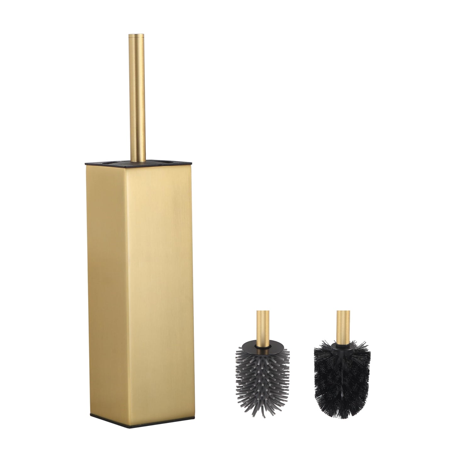 BVL Toilet Brush and Hoder Set Brushed Gold Freestanding for Bathroom