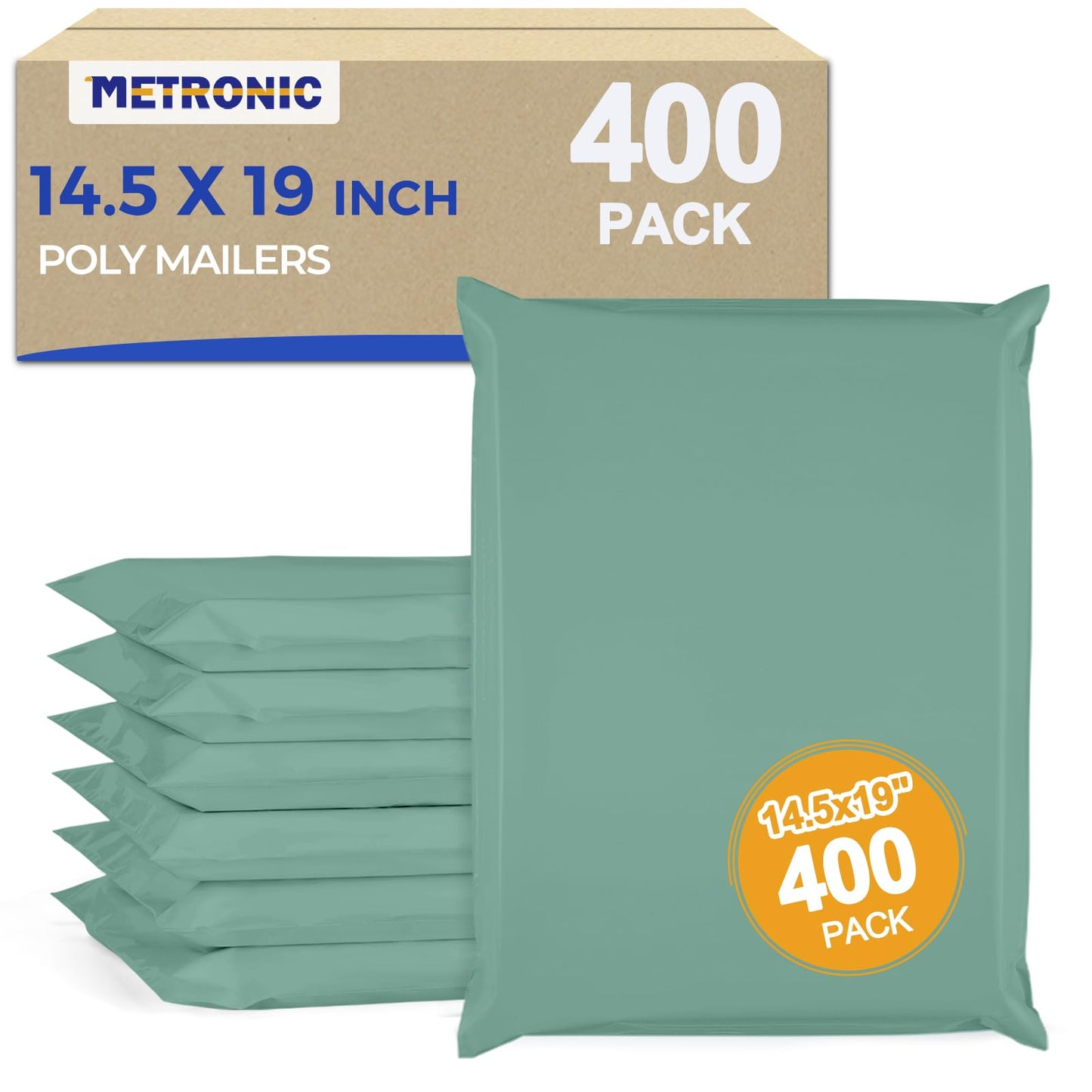 Metronic Poly Mailers 14.5x19 400PC, Large Poly Mailers for Small Business Self-Seal Shipping Bags for Clothing, Shipping Envelopes, Packaging Bags, Mailing Poly Bags，Grayed Jade Green
