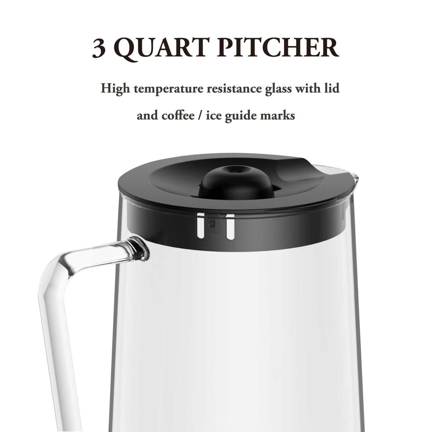 BARRENWOOD Ice Tea Maker with 2.5QT Cold Brew Coffee & Iced Tea Pitcher, Strength Selector, Reusable Filter for Lemonade, Fruit Infused Water (Black)