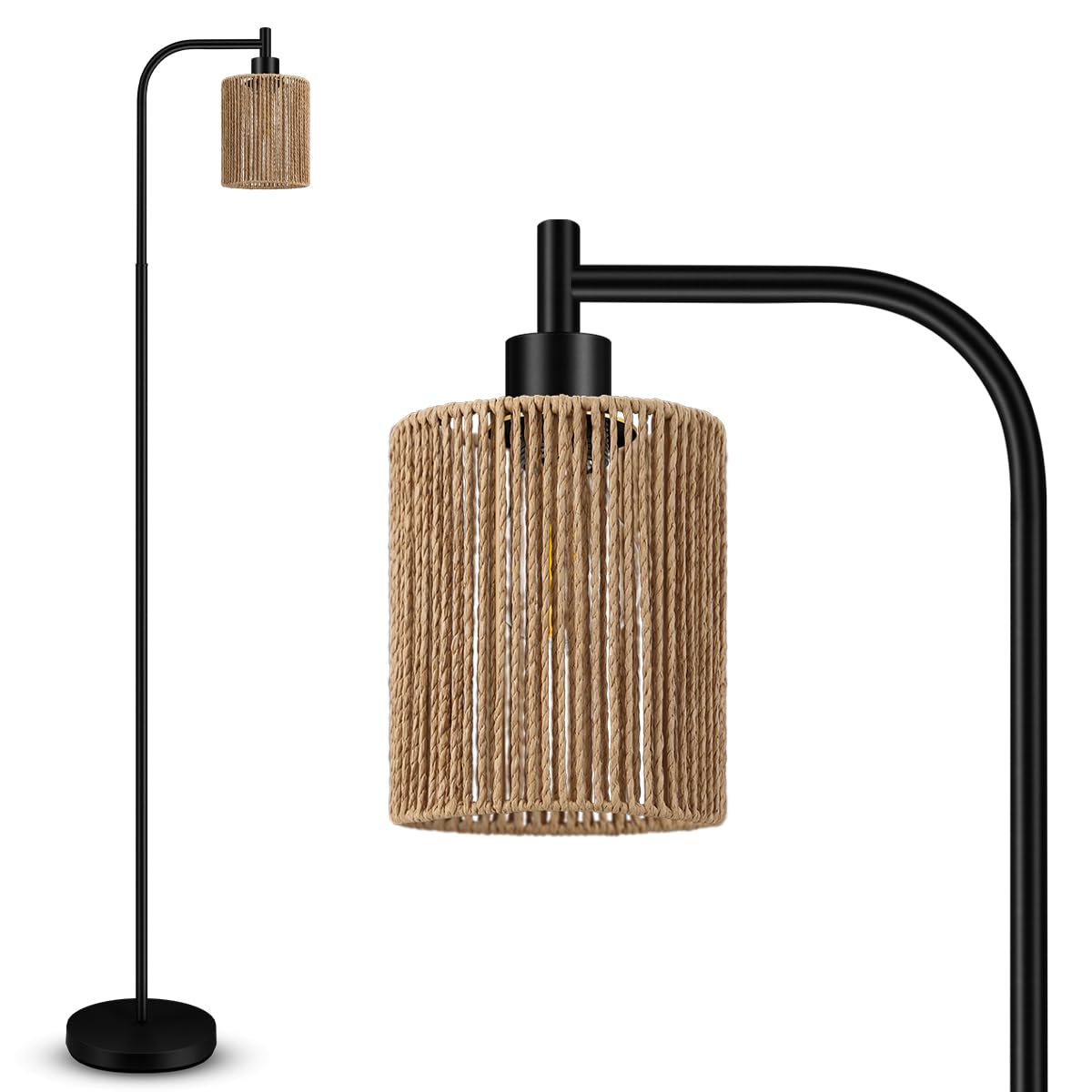 BoostArea Industrial Floor Lamp, Standing Lamp with Lampshade, 6W LED Bulb Included, Modern Floor Lamp with Foot Switch, Bright LED Lamp for Living Room and Bedroom, Office