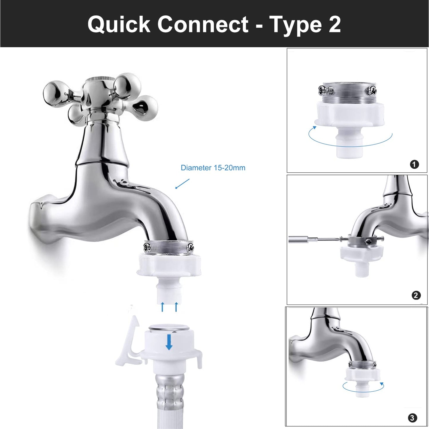 portable washing machine hoses, Suitable for Twin Tub washing machine, mini washing machine,(quick connect) (PVC, 9.84FT/3 Meters)