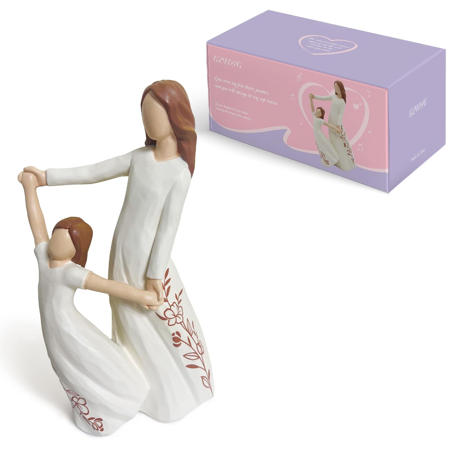 GZVDYG Mother Daughter Dancing Resin Figurine, 6.1" H,Cherished Gifts for Mom & Daughter, Birthday Wedding Mother's Day Timeless Keepsake Decor