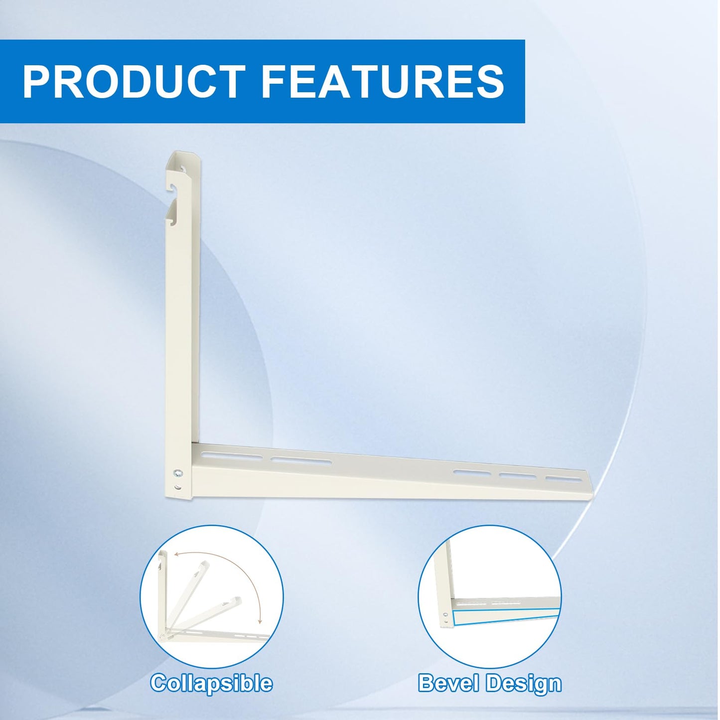 Merkaunis Mini Split Wall Mounting Bracket,Outdoor Wall Mounting Bracket,Wall Mounting AC Brackets,Adjustable Outdoor Heavy Duty Split Brackets for Ductless Splits Condenser Heat Pumps, White