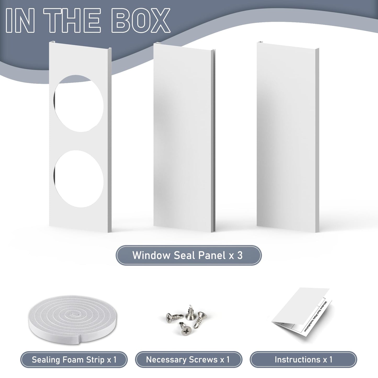 Flamorrow Dual Hose Portable Air Conditioner Window Kit, Adjustable Window Seal Plates for 5" Diameter Exhaust Hose, Sliding AC Window Vent Kit with Foam Seal Strip, White