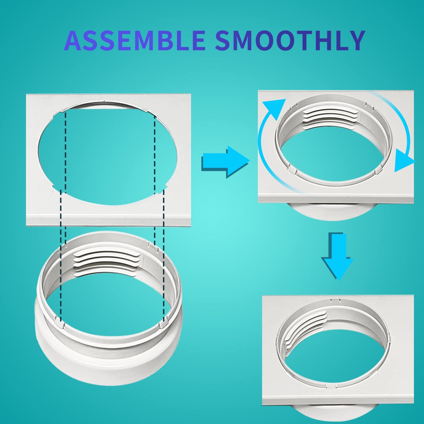 JEACENT Portable Air Conditioner Sliding Door AC Vent Kit, Universal Adjustable PVC Balcony Seal Kit Plates Up to 90 Inches, for 5.1" and 5.9" Diameter Portable AC Exhaust Hose