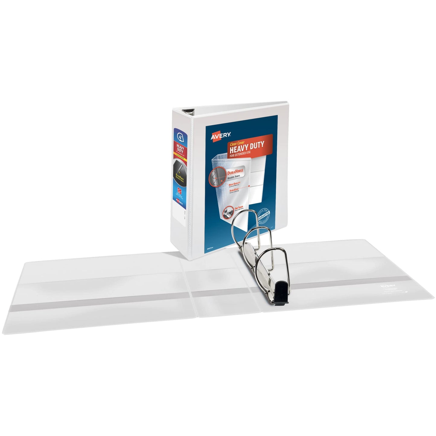 Avery Heavy-Duty View 3 Ring Binders, 4" One Touch Slant Rings, 760-Sheet Capacity, 4.5 Inch Wide Spine, Great for Home, School Supplies, Office, or Organization Needs, White Binders (4-Pack of 79704)
