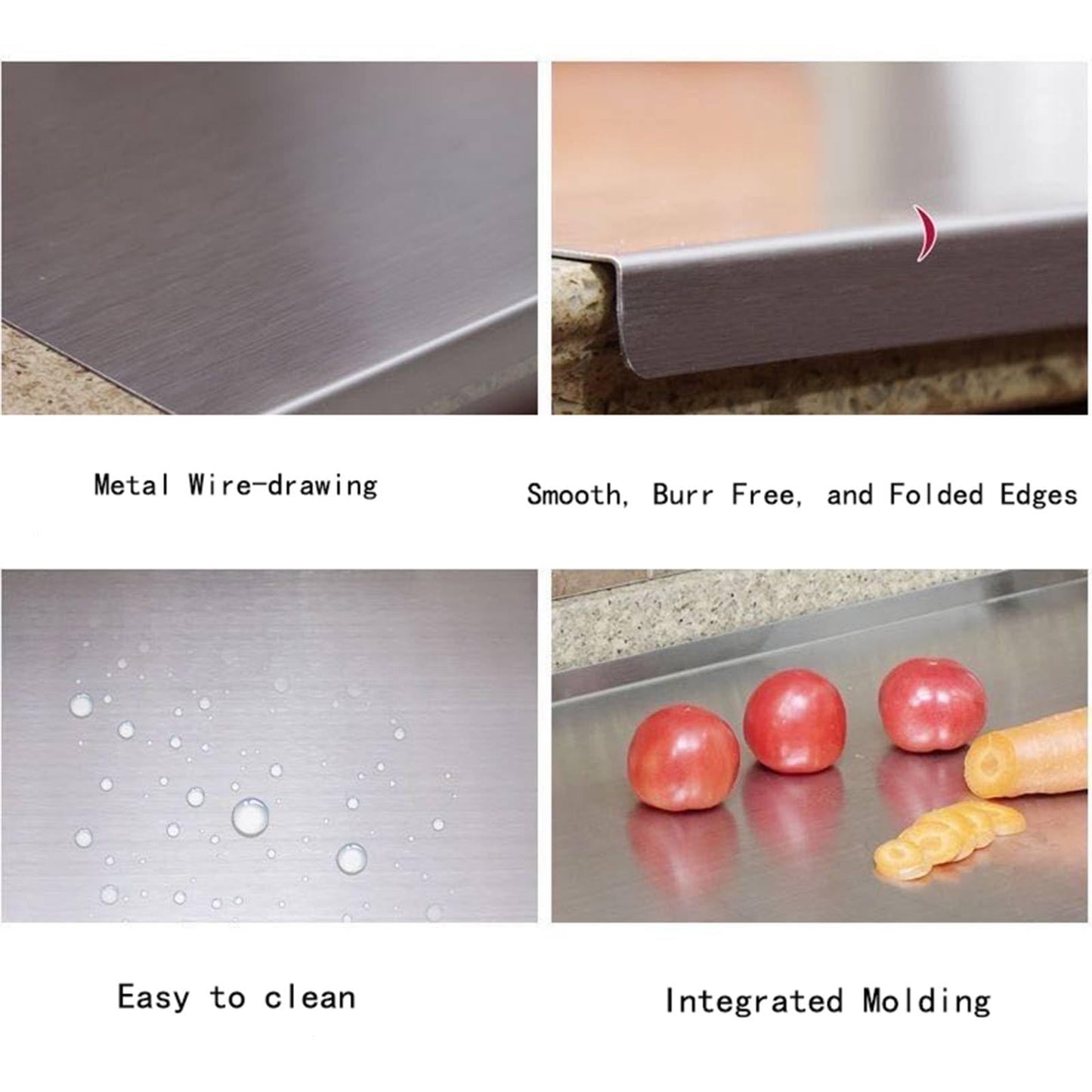 BILLAMB Stainless Steel Cutting Boards for The Kitchen, Suitable for Meat, Fruits, Vegetables, Bread, and Baking Large-sized Cutting Boards (50 x 40cm/19.7 x 15.7 in)