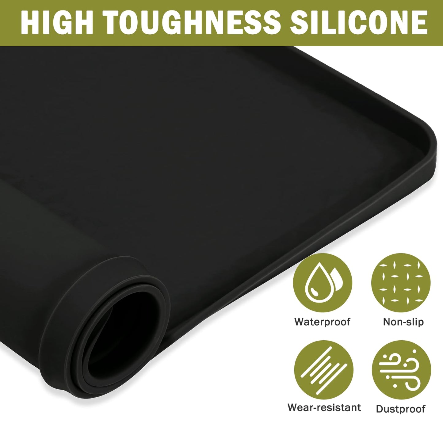 2 PCS Washer and Dryer Covers for the Top 25.6" X 25.6" Silicone Waterproof Washer Dryer Countertop Cover Anti-Slip Washing Machine Cover Washable Washer Dryer Top Protector Mat for Laundry (Black)
