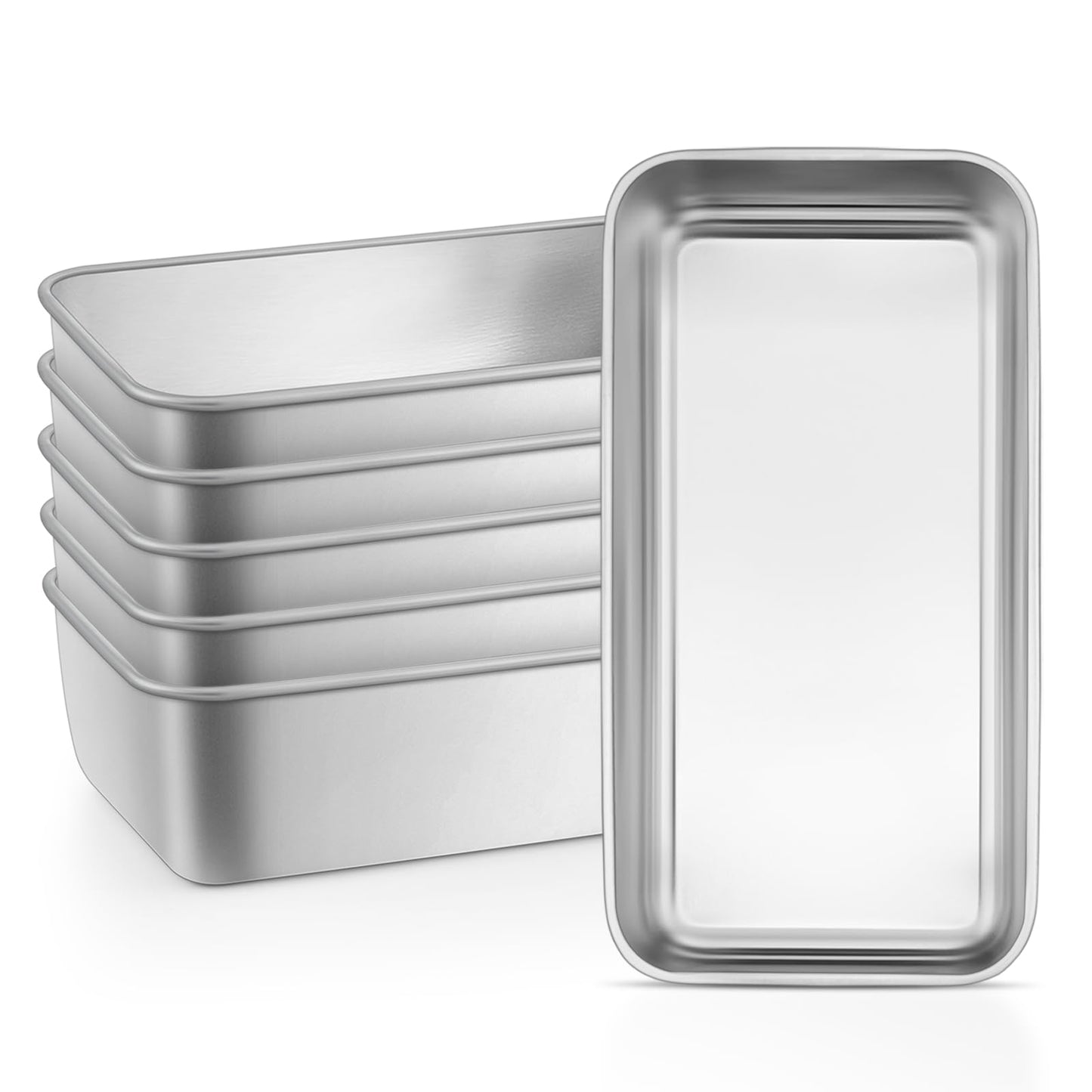 Leonyo 6 Pack 9x5IN Loaf Pans for Baking Bread, 9x5IN Stainless Steel Bread Loaf Pans for Homemade Bread, Meatloaf, Bananas, Brownies, Lasagnas, Dishwasher Oven Safe