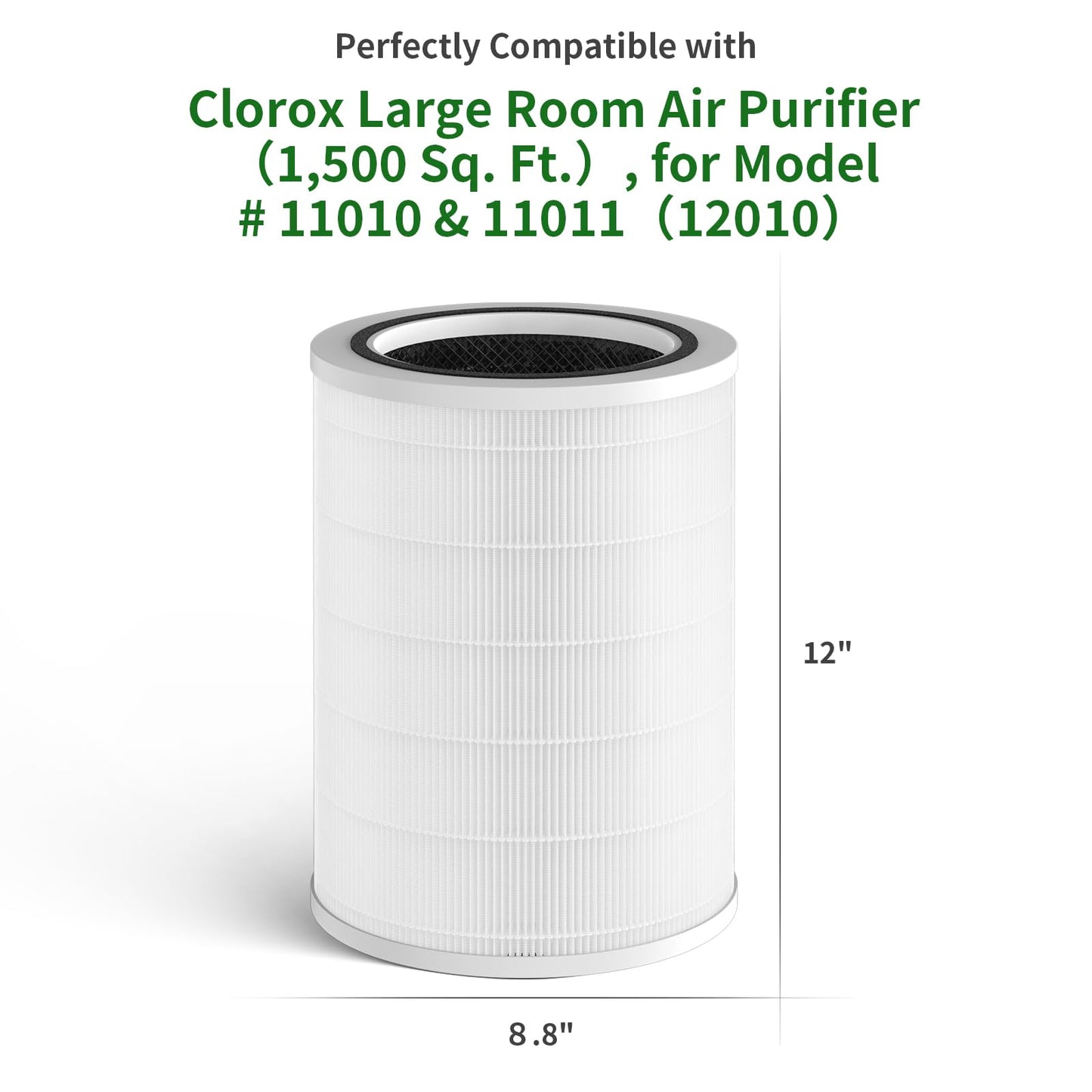 GoKBNY 1-Pack 12010 Replacement Filter Compatible with Clorox Large Room Up to 1,500 Sq. Ft. Purifier, Model # 11010 & 11011