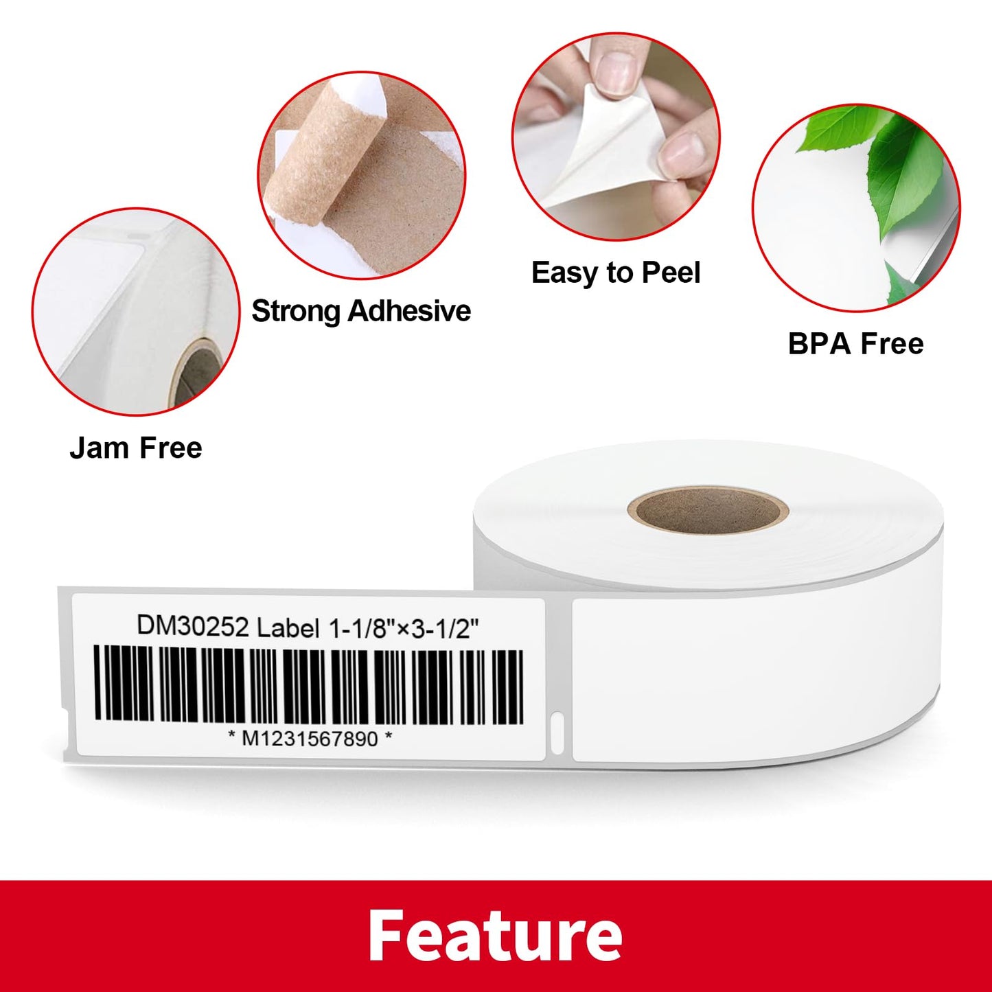 8400 Pcs 1-1/8"x3-1/2 Labels Replacement Work with Dymo 30252 Shipping Labels (NOT FIT Dymo 550 & 5XL),Misofuki 24-Roll Waterproof Direct Thermal Address Label Used with Labelwriter 450,450 Turbo,4XL