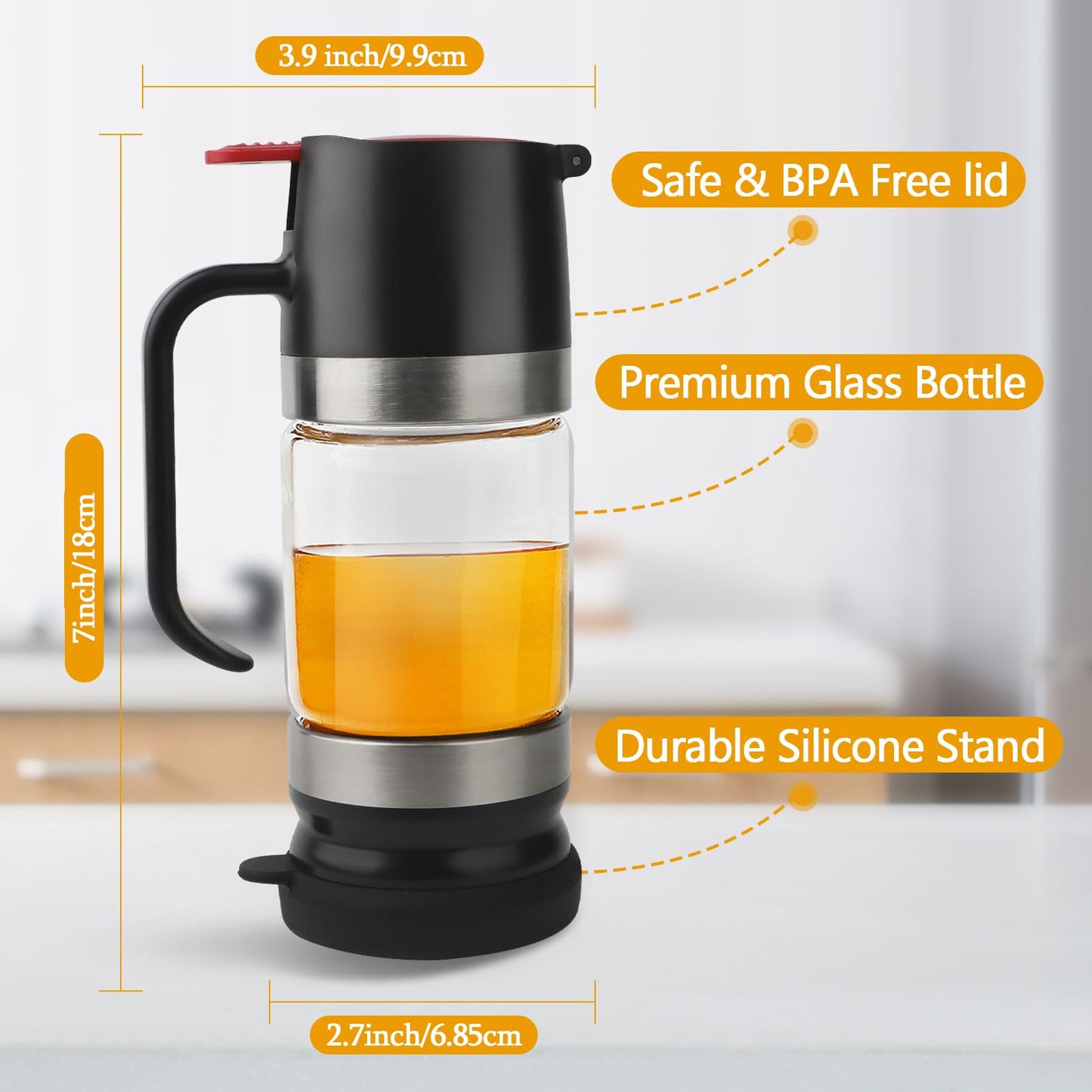 YIYOBEATFO Glass Honey Dispenser,10 OZ Honey Pot with Handle,No Drip Honey Container Jar,Maple Syrup Dispenser,Ideal for Honey and Syrup,Black base