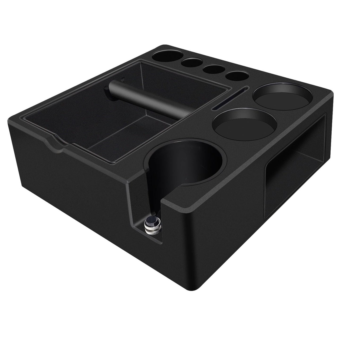 Espresso Tamping Station And Knock Box,ALL in 1 Espresso Organizer Station,Multifunctional Tamper Station Fit for 51/54/ 58mm Espresso Accessories,Removable Knock Box Espresso Station (Black, 51-58mm)