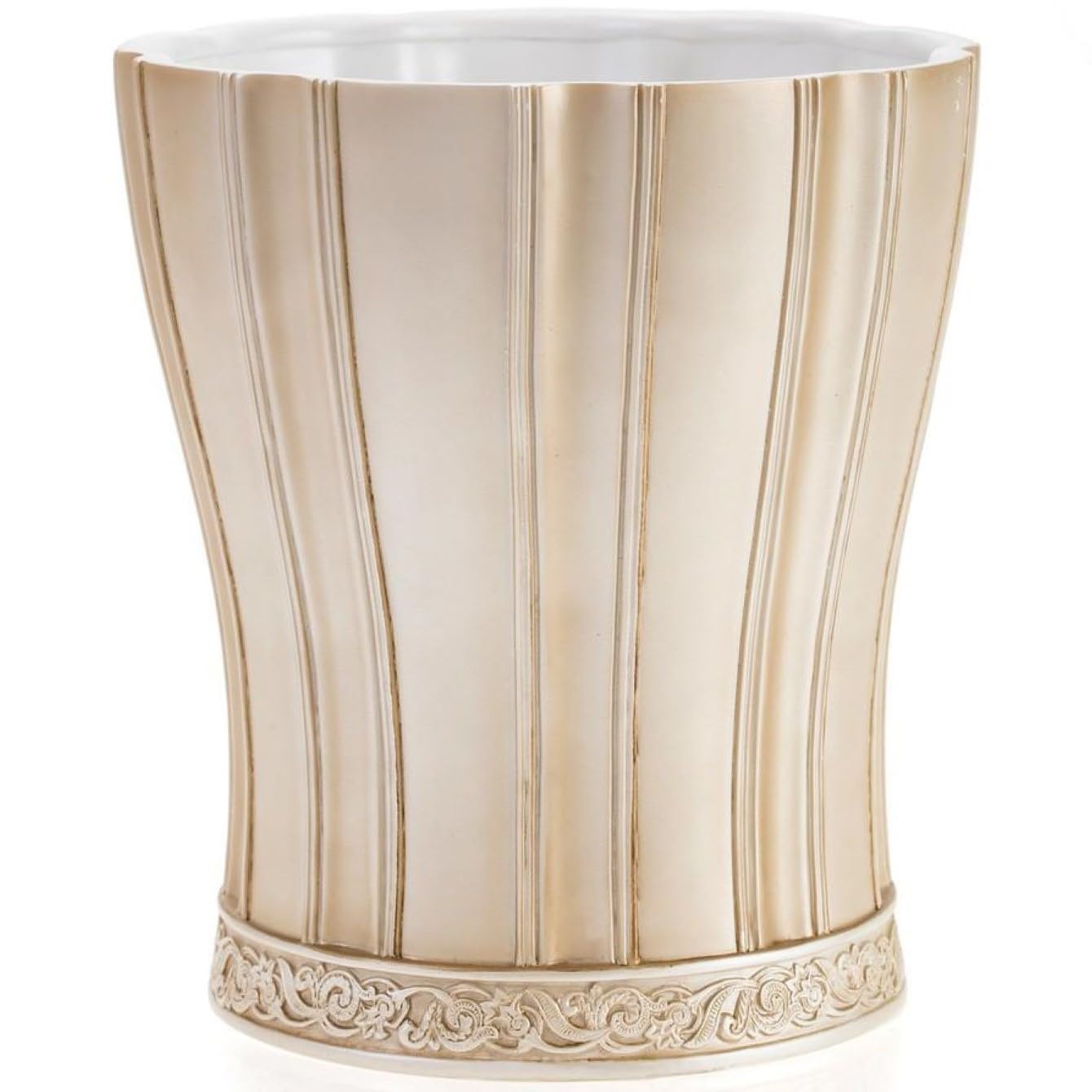Creative Scents Victoria Bathroom Trash Can 1.32 Gal / 5L - Decorative Bathroom Wastebasket - Durable Beige Waste Bin - Waste Basket for Bathroom, Bedroom, Powder Room or Living Room Decor
