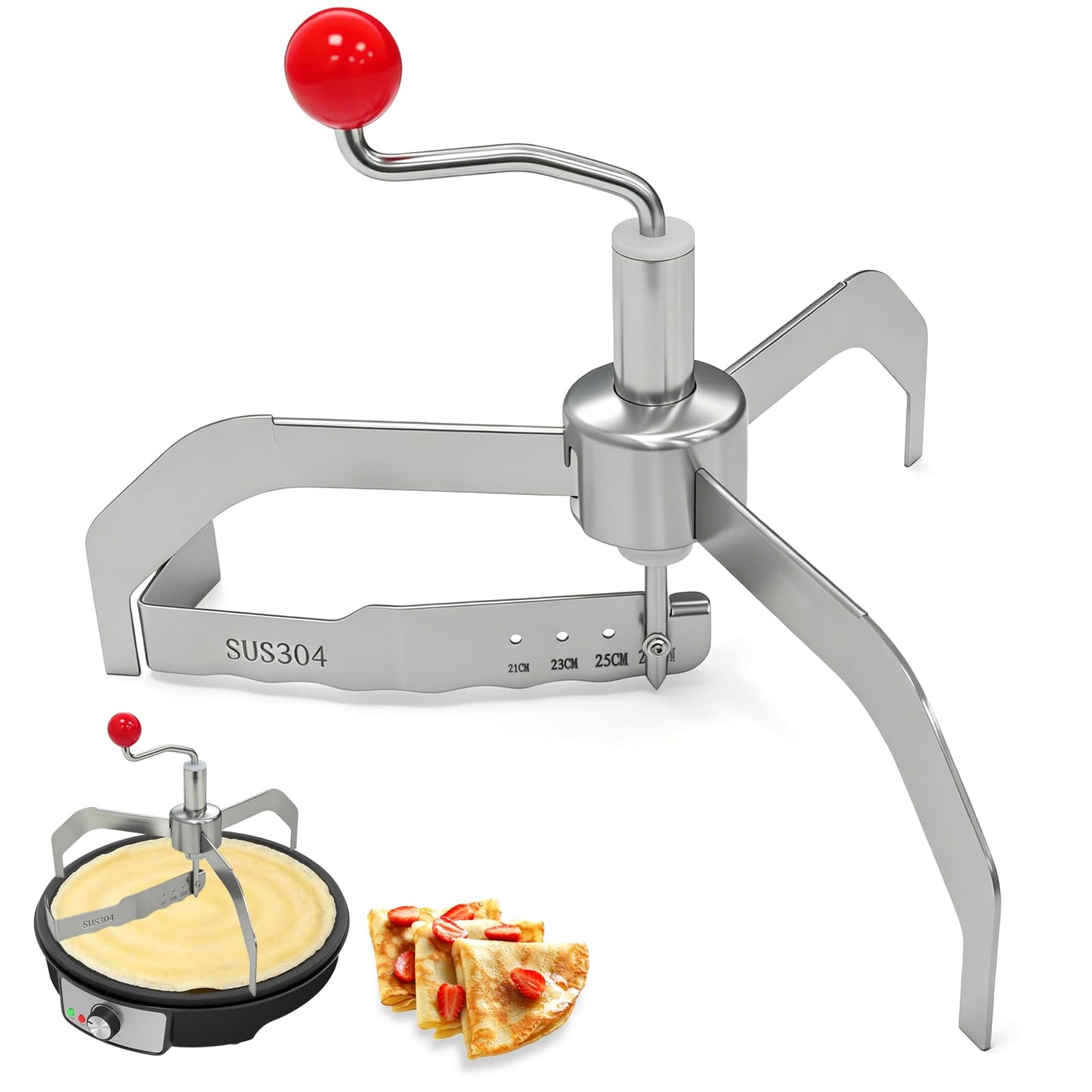 JOLOLOAO Stainless Steel Crepe Maker and Spreader for 12-13 Inch Crepes, Adjustable Design, Ideal for Home, Restaurants, and Commercial Kitchens