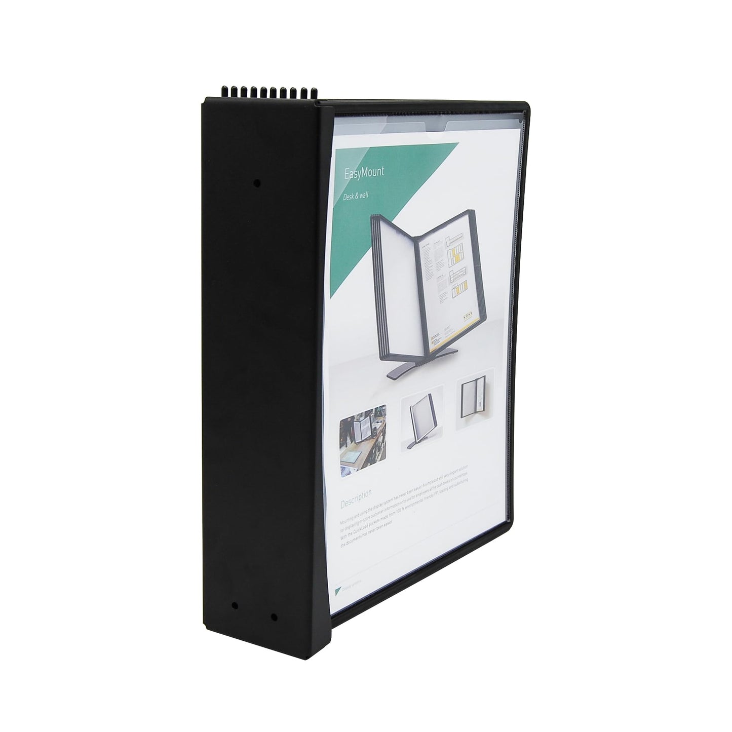 Tarifold Wall Mount Reference & Display System, 10 Double-Sided Pockets, 20 Sheet Capacity, Expandable, Durable ABS Plastic & Metal, Letter Size, Made in Denmark, Black
