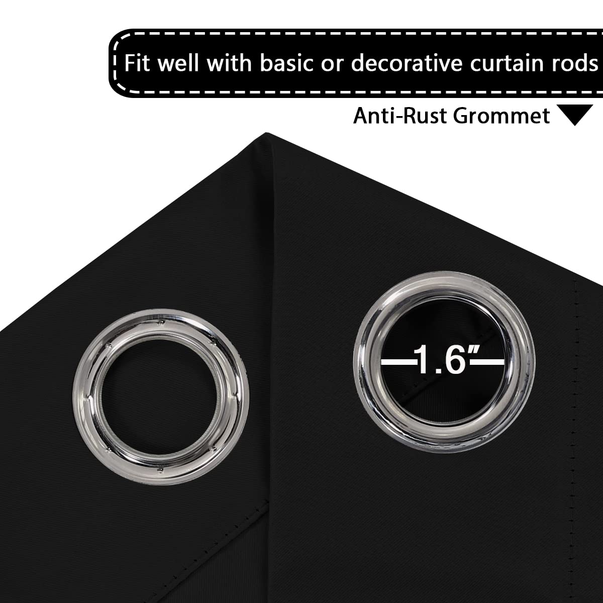 H.VERSAILTEX 100% Blackout Curtains for Sliding Glass Door Room Divider Curtains Noise Reduce Curtain Panel Portable Window Screen Sliding Partition, W120 x L96 inches/8' Tall by 10' Wide, Black