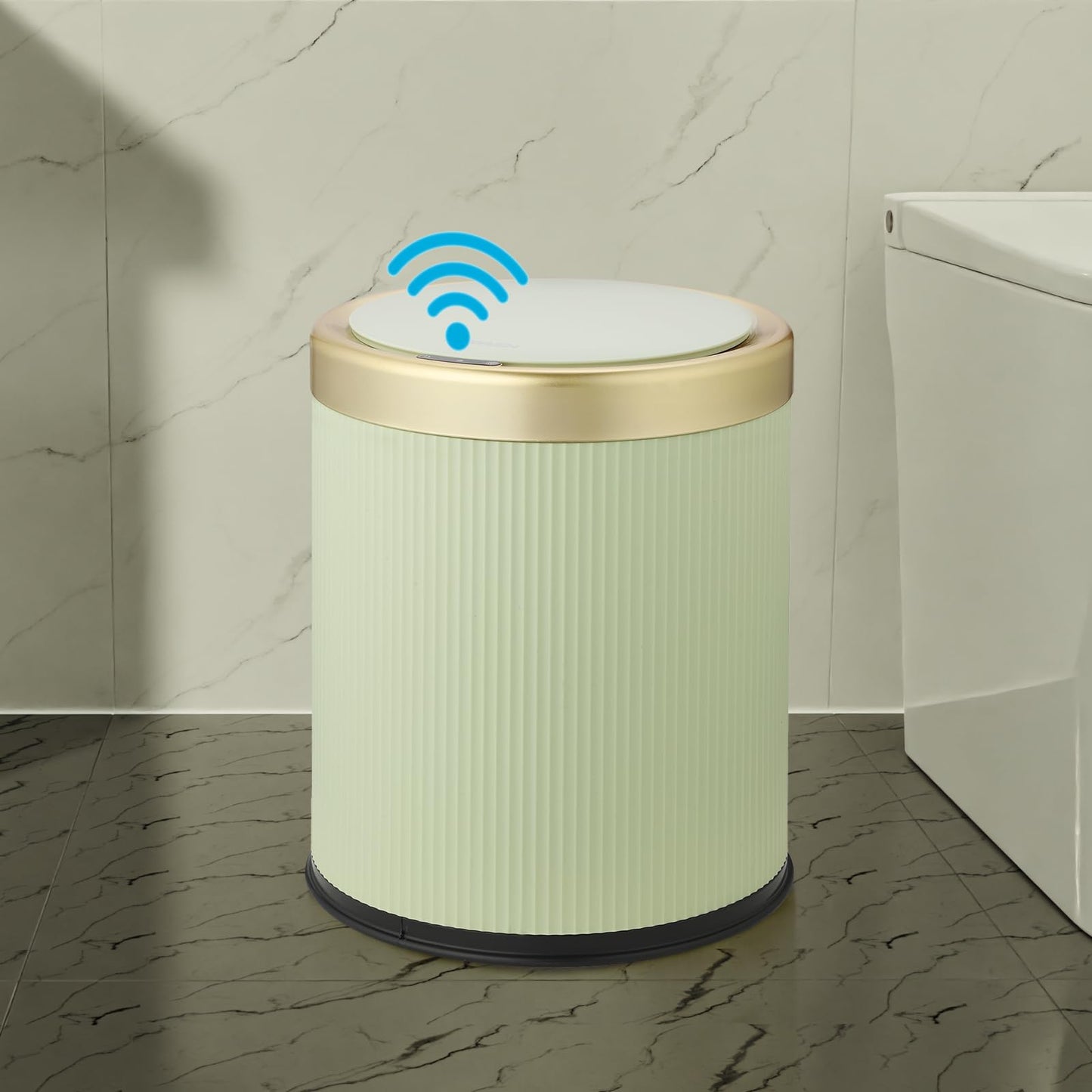 onlcuk Smart Touchless Bathroom Trash Can, 2.8 Gallon Automatic Motion Sensor Rubbish Can with Lid Electric Small Garbage Bin for Kitchen, Office, Toilet, Bedroom -Green