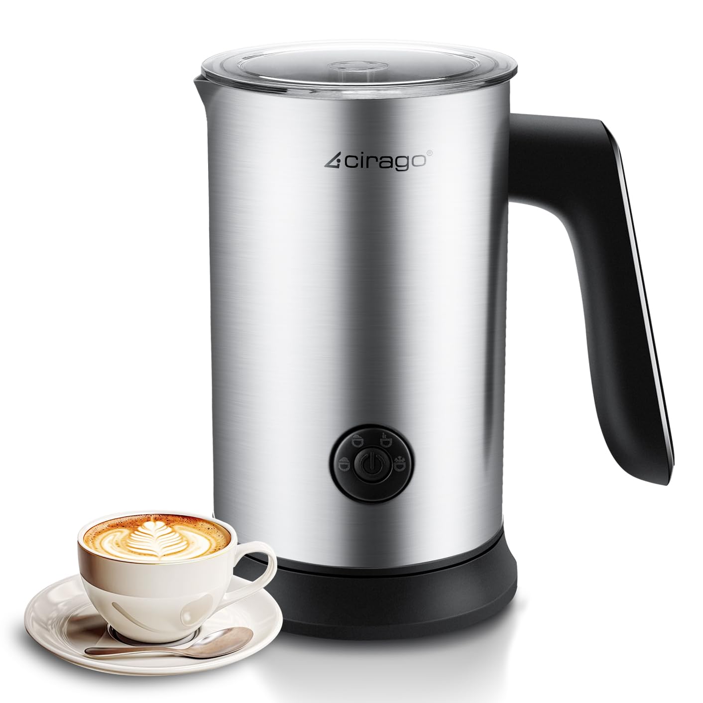 CIRAGO Milk Frother 4 in 1 Electric Milk Steamer Automatic Hot & Cold Foam Maker and Milk Warmer for Latte, Cappuccinos, Macchiato, Hot Chocolate Milk