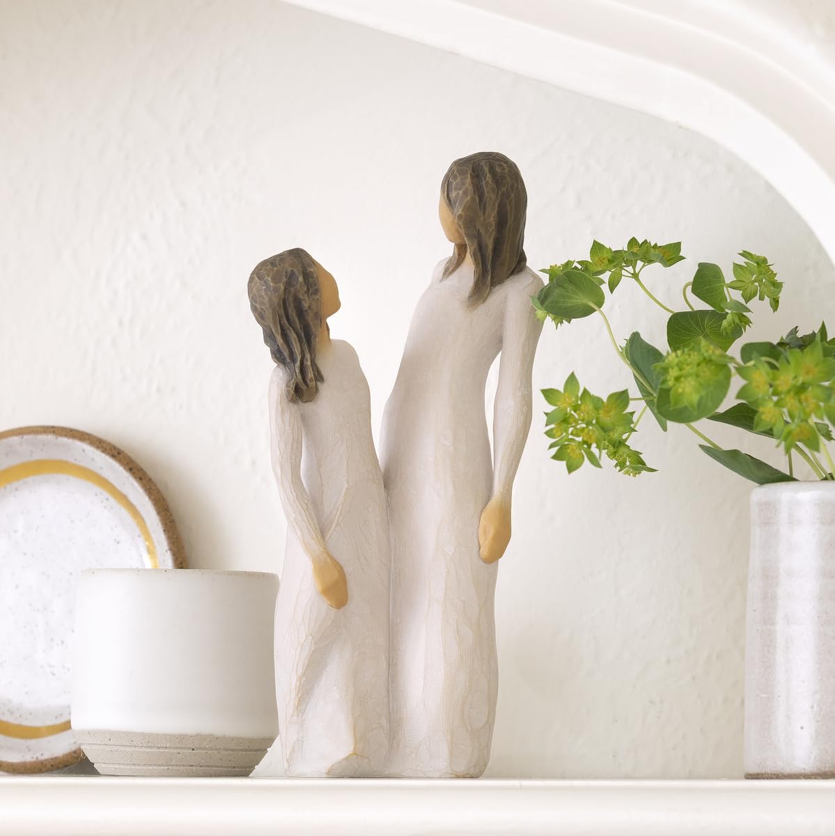 Willow Tree Time Together, “I Love Our time Together”, Figure of Mother and Daughter with clasped Hands, Sculpted Hand-Painted Figure
