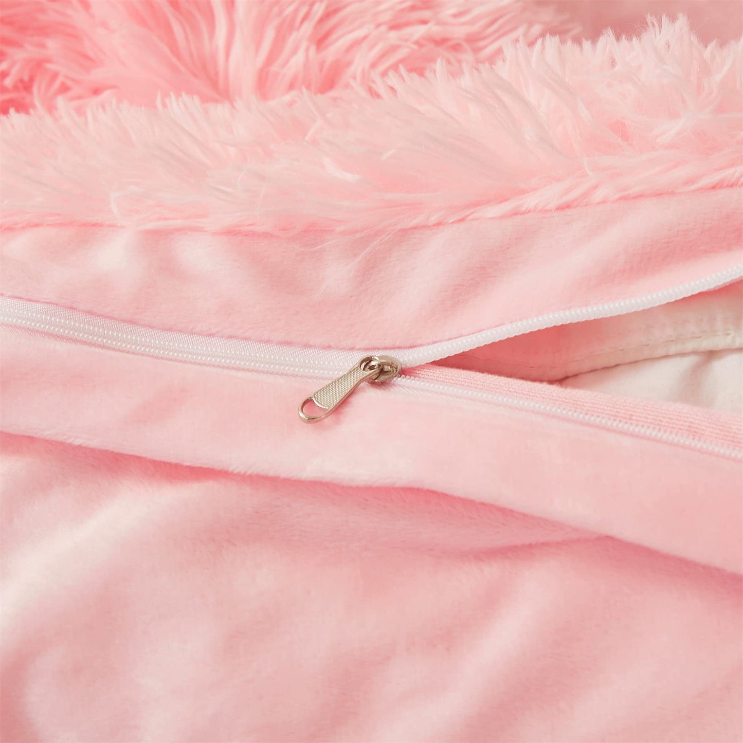 FOPPA Fluffy Faux Fur Pink Comforter Cover Set Queen - Ultra Soft Plush Pink Bedding Sets 3 Pieces (1 Fluffy Duvet Cover + 2 Faux Fur Pillow case) Cute Bed Set (Light Pink, Queen)