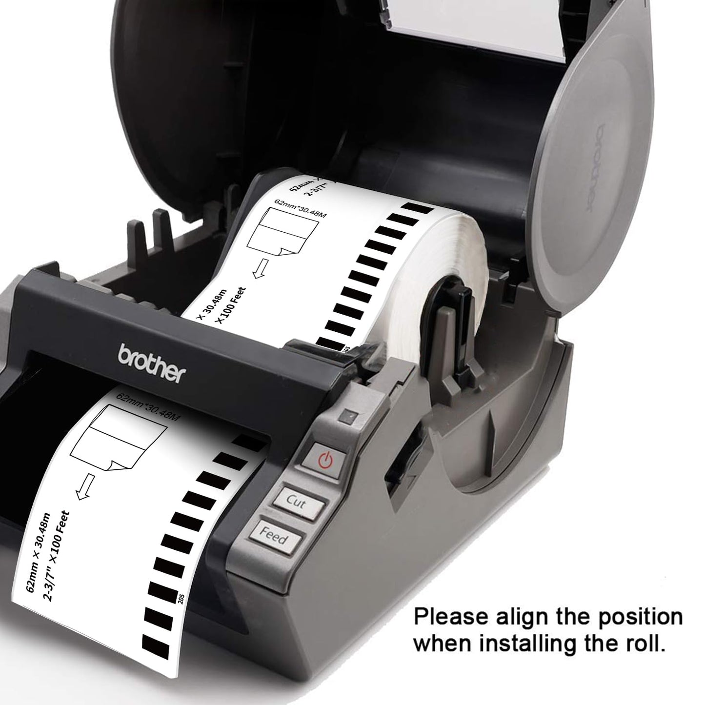 (12 Rolls + 1 Frame,30.48m Per Roll 3-Proof) Labelebal Dk 2-3/7" x 100' Direct Thermal Continuous Length Labels Replacement for DK-2205 Shipping Mailing Postage Compatible for Brother QL Printer