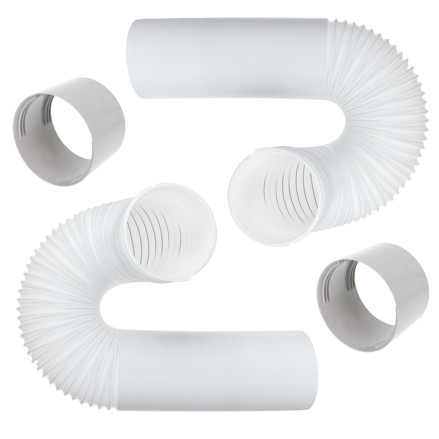 Air Conditioner Exhaust Vent Hose - 5.9" Diameter, 59" Length, Universal Clockwise Thread Air Vent Compatible with Honeywell, Whynter, Frigidaire 2 hoses w/ 2 couplers 4pcs