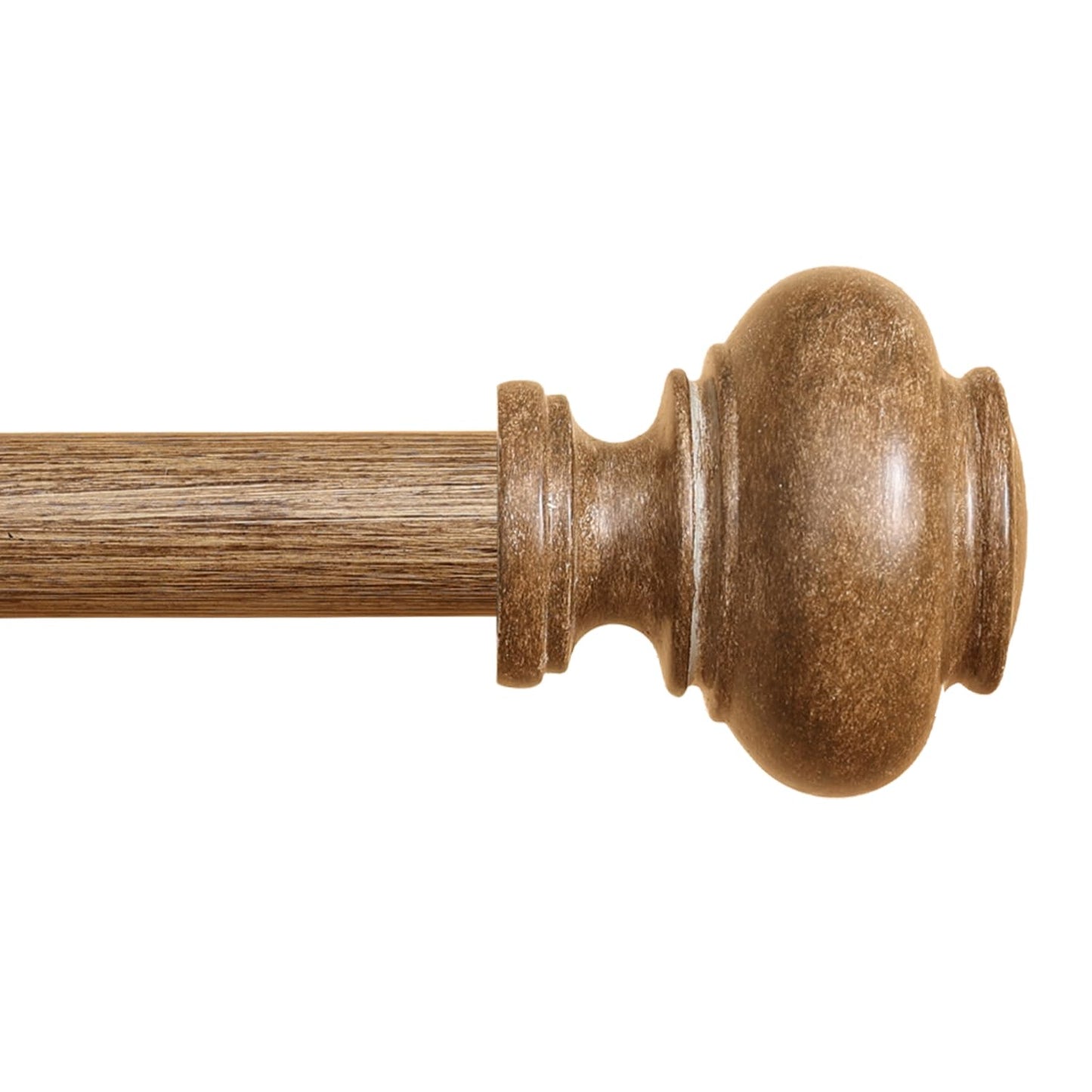 Wood Curtain Rods for Windows 48 to 84 Inch, 1 Inch Heavy Duty Curtain Rods with Imitation Wood Grain Finials, Boho Adjustable Drapery Rod, Decorative Farmhouse Rustic Single Window Curtains Rod