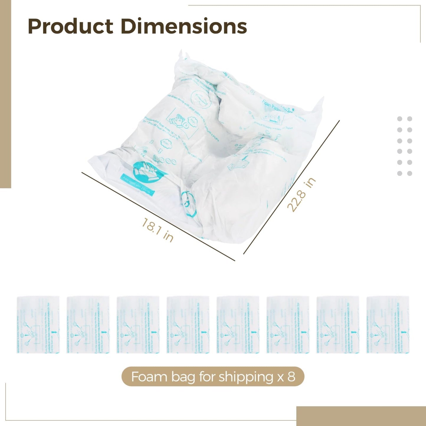 Foam Bags For Shipping 8 PCS 18×23 Inch, Handy Temperature-Activated Expanding Pouches, Instant Pack Quick Packaging - Protective Parcel Solution