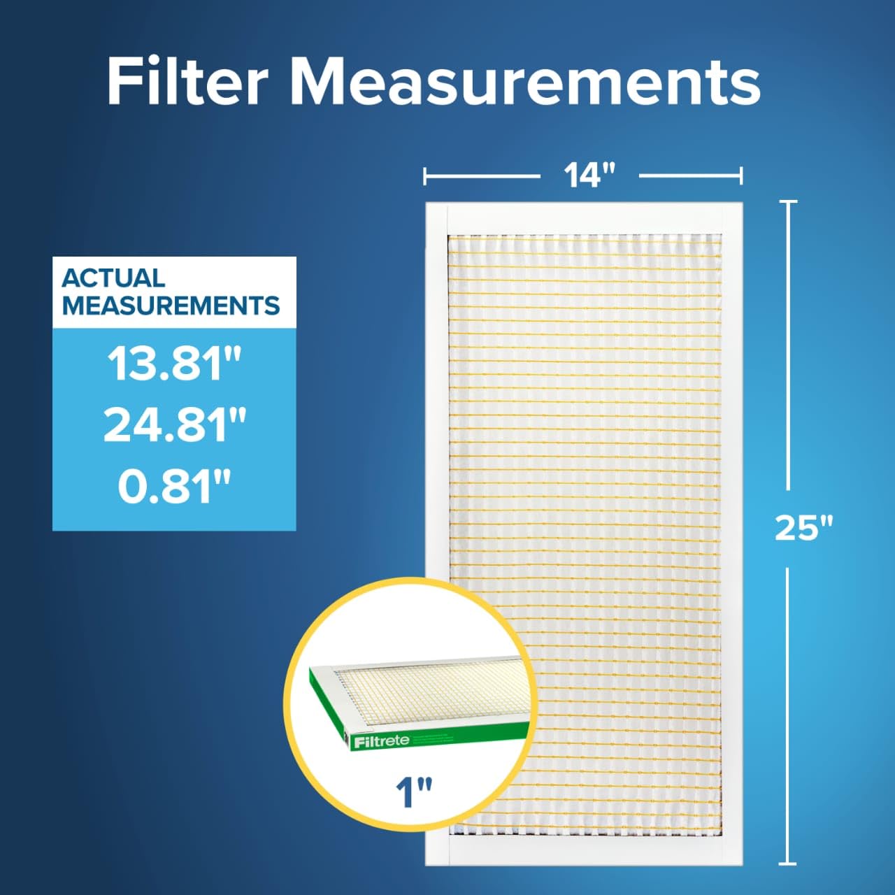 Filtrete 14x25x1 AC Furnace Air Filter, MPR 700, MERV 8, Tough on Pollen, Easy on Airflow, 3-Month Pleated 1-Inch Electrostatic Air Cleaning Filter, 2-Pack (Actual Size 13.81 x 24.81 x 0.81 in)