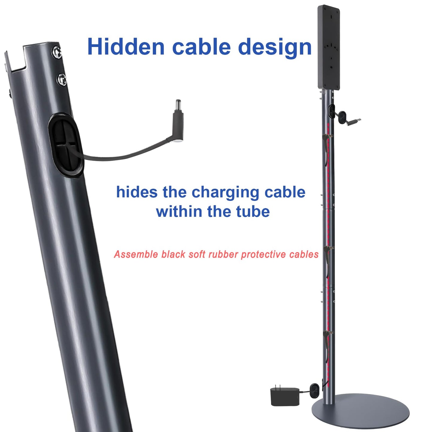 Sllolsupport Vacuum Stand Compatible for Dyson V7V8V10V11V12V15and Slim, Metal Storage-Bracket-Stand-Metal-Holder Removable Storage Clips, Hidden Cable Design,Convenient for Storage and Charging