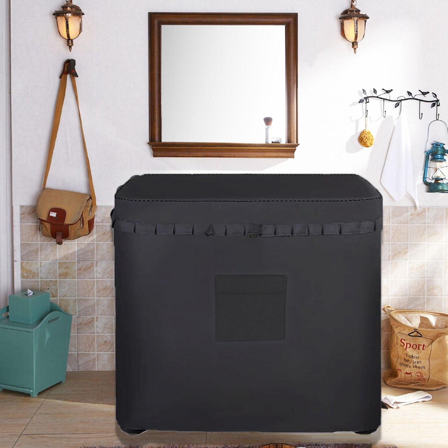 Vibiubo Twin Tub Washing Machine Cover for 13lbs Portable Mini Compact Washer Machine,Waterproof, Sun-Proof, Extend their Service Life, Zipper Design for Easy Use (24"W×17"D×27"H)