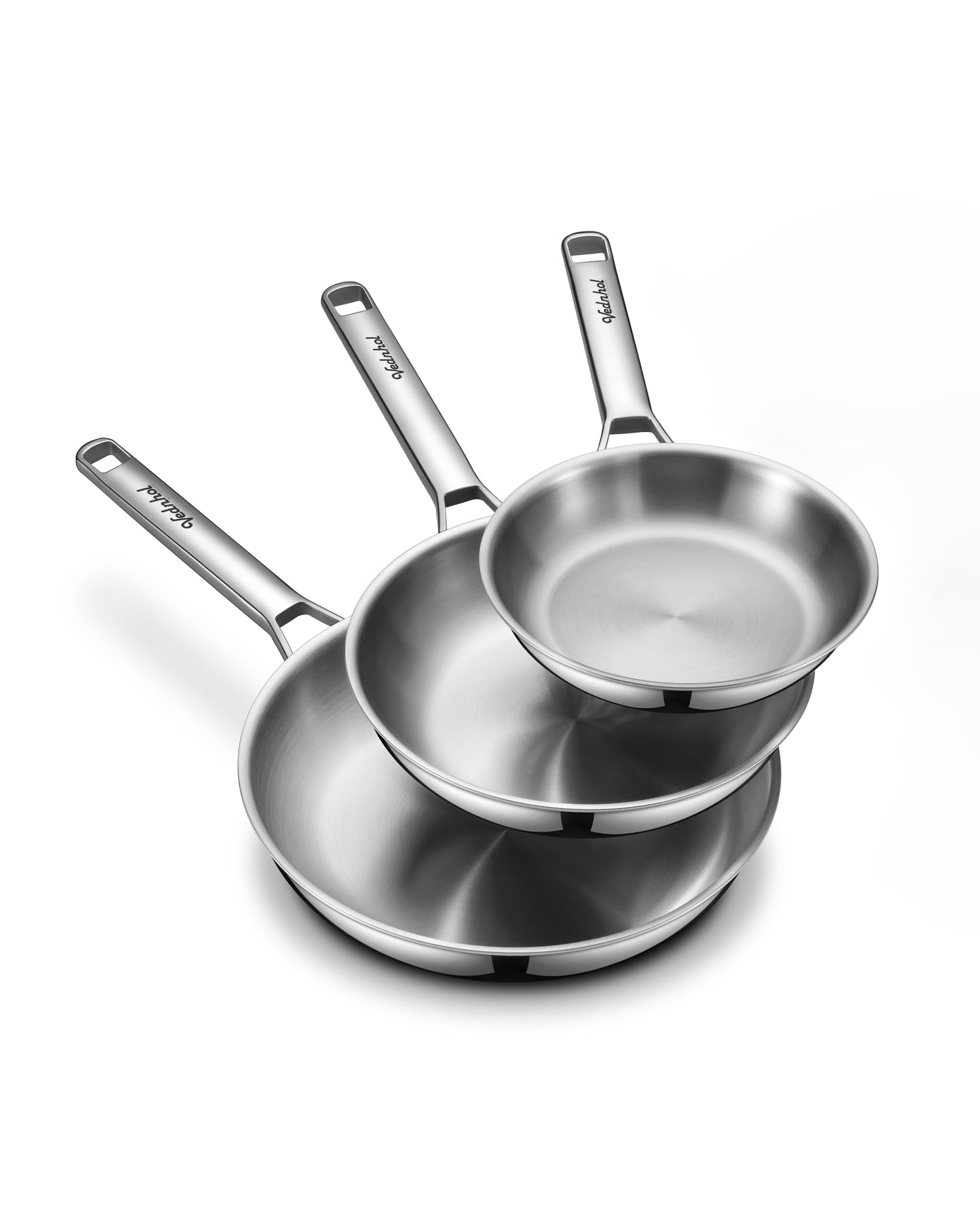 VEDNHOL Stainless Steel Frying Pan Set,8"&10"&12" Tri-Ply Stainless Steel Pans,Skillet,Frying Pan Stainless Steel,PFOA&PTFE Free,Dishwasher&Oven Safe,Induction Compatible Steel Pans for Cooking