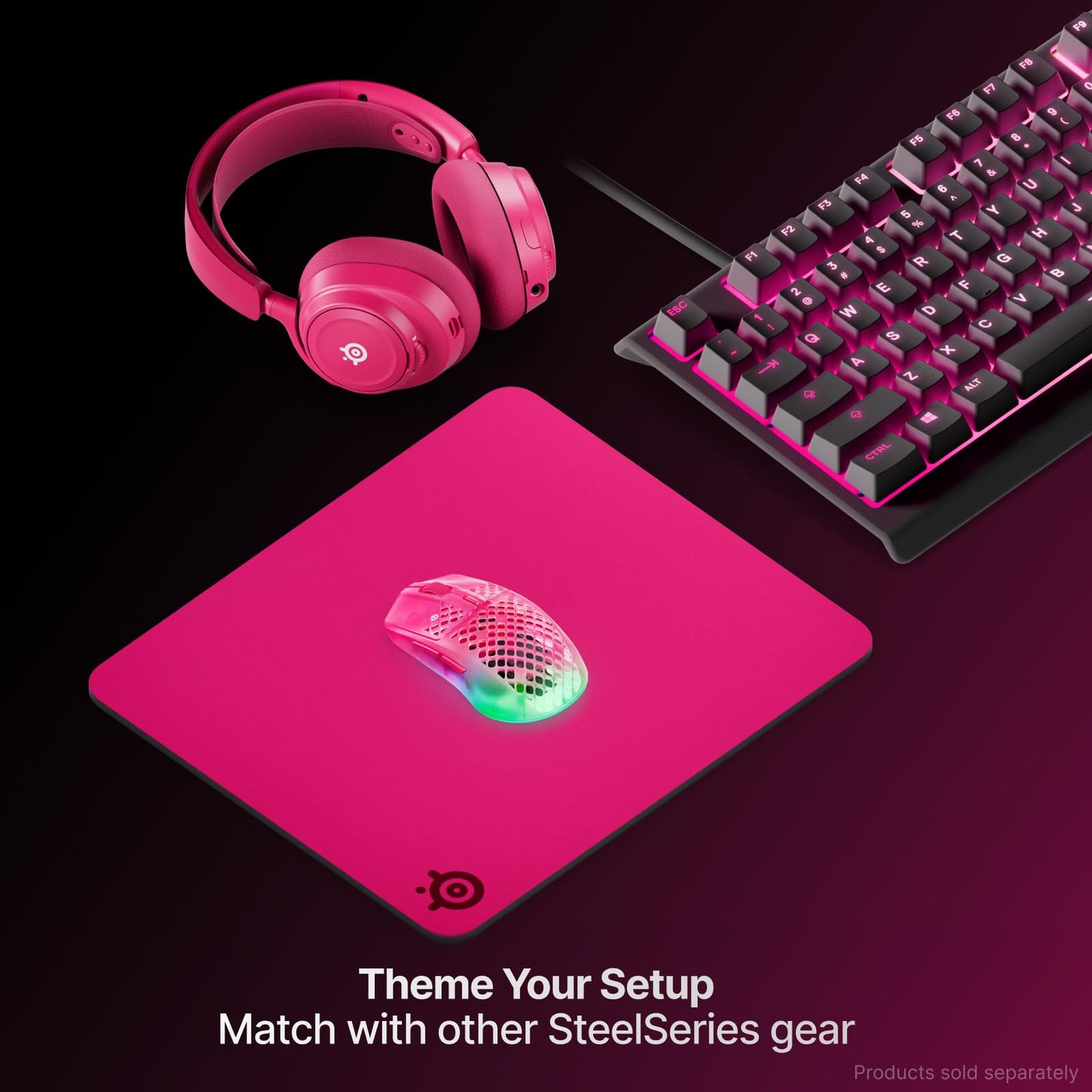 SteelSeries QcK Heavy Gaming Mousepad — Thicker, Non-Slip Silicone Rubber Base, Peak Tracking, Optimized for Gaming FPS, MOBAs, RTS, MMO — Large Size 450 mm x 400 mm x 6 mm — Magenta