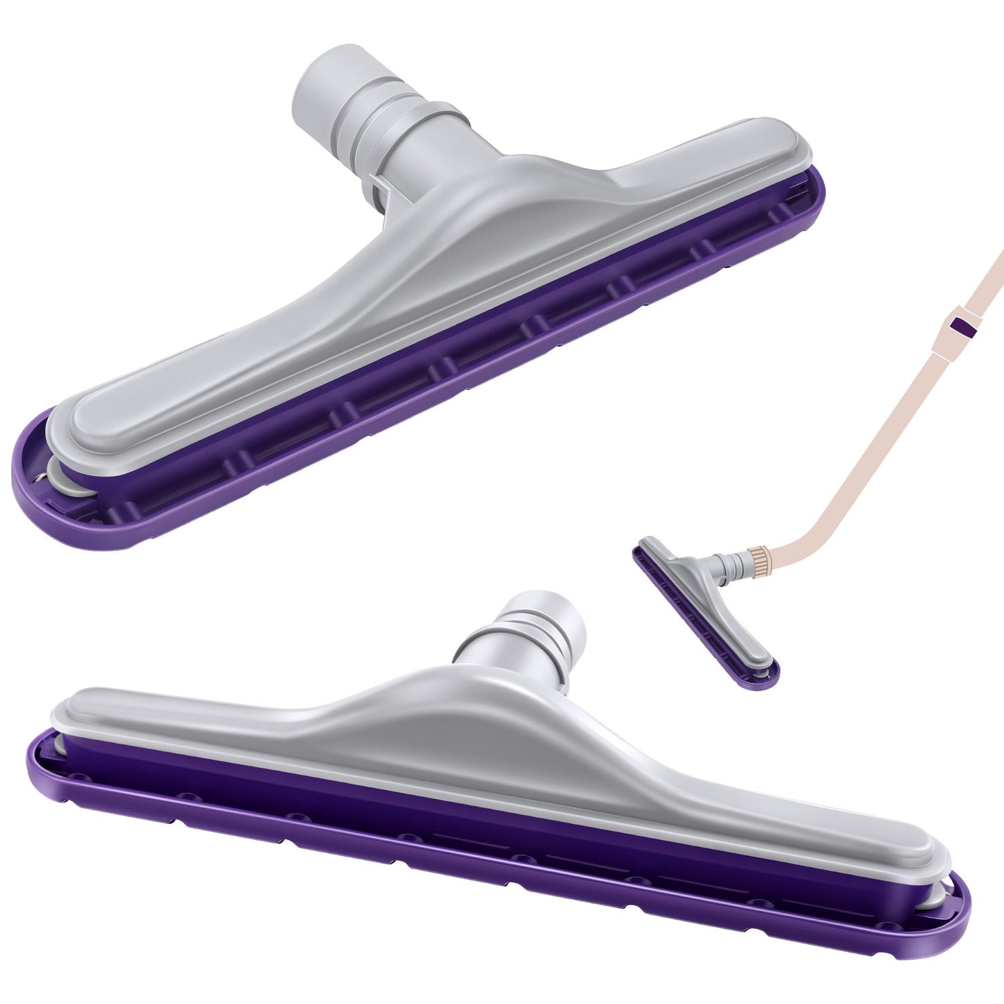 HappyAlley 2 Pack Replacement Floor Tool Compatible with ProTeam 101446 E-Z Glide Backpack Vacuums 10 QT & 6 QT, 14" Hard Floor Tool Compatible with Commercial Cleaners(Nylon Brush,Purple Gray)
