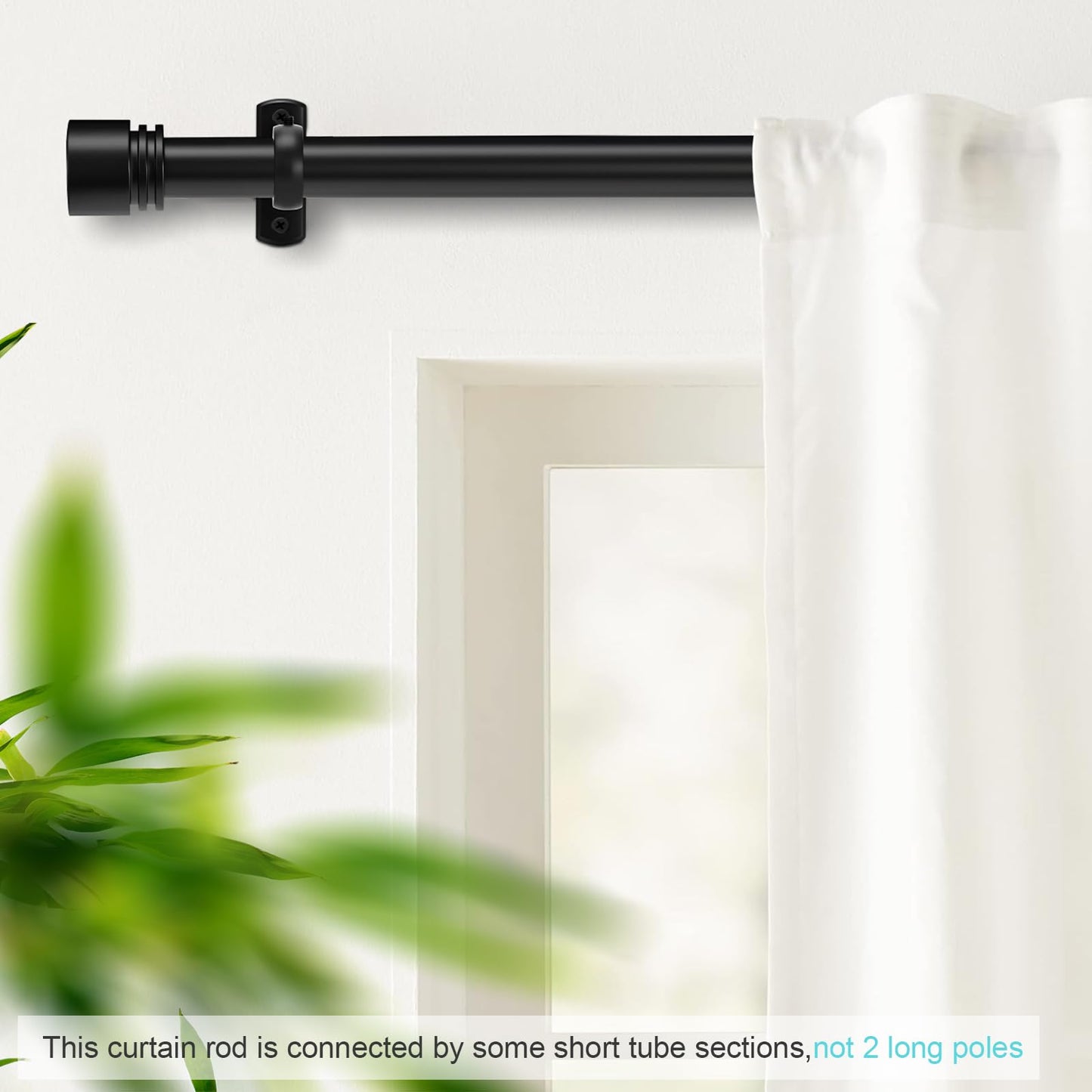 Black Extra Long Curtain Rods 240 Inches - Heavy Duty 1 Inch Adjustable Metal Drapery Rod for Large Windows, Sliding Doors, 5 Holders, Wall & Ceiling Mount, Easy Installation, Modern Design