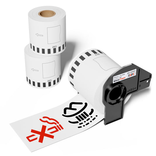 3 Rolls DK-2251 Continuous Length Label 2.4in x 50ft, Wonfoucs Compatible for Brother DK 2251 Continuous Length Black/Red Label on White Paper Tape, Replacement for QL-820NWB QL 810W QL800