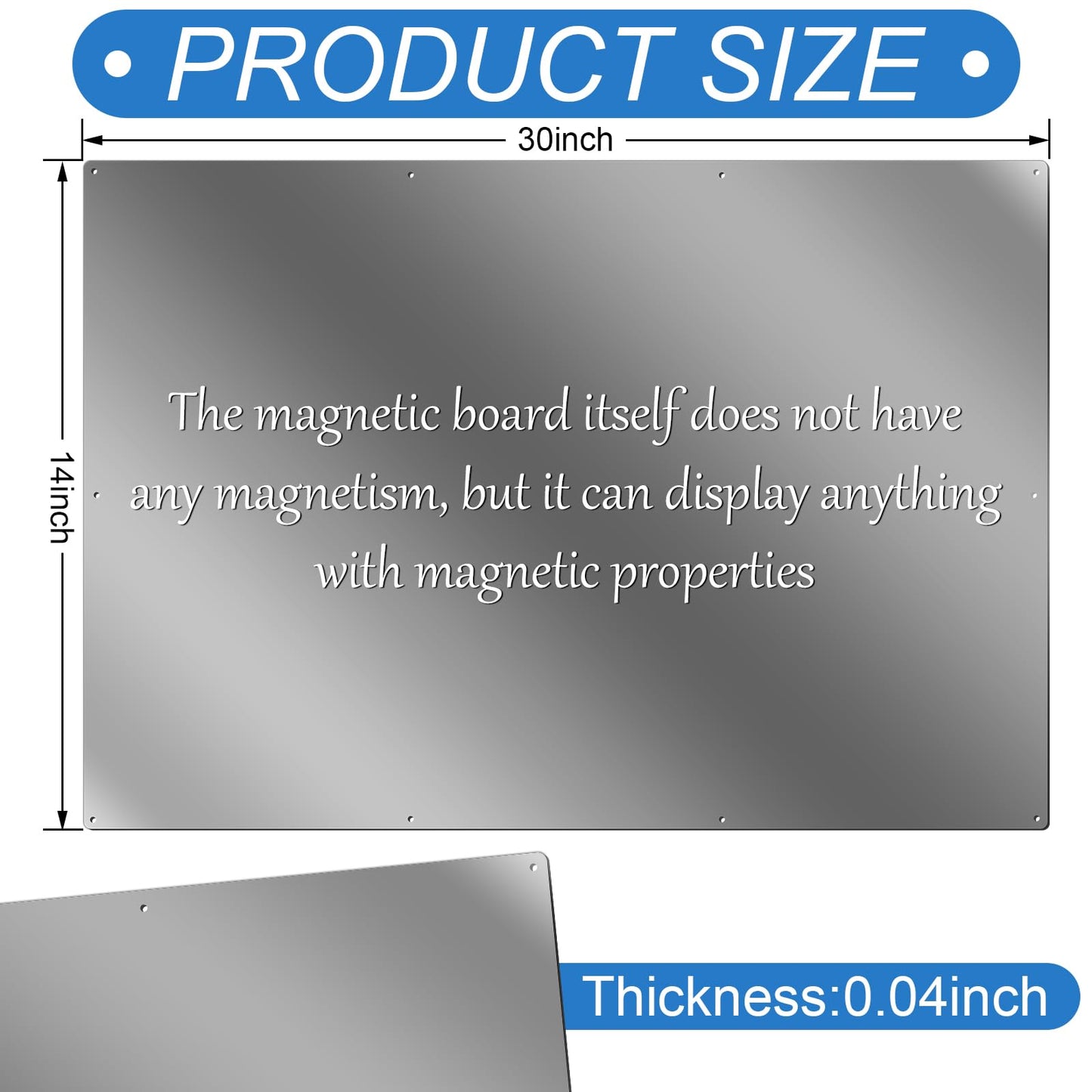 Ireer Magnetic Board Steel Magnet Bulletin Boards for Walls to Display Magnetic Notes Photos for Home Office Classroom, Pre Drilled with Screws and Dry Wet Erase Feature(Steel Color,30 x 14 Inch)