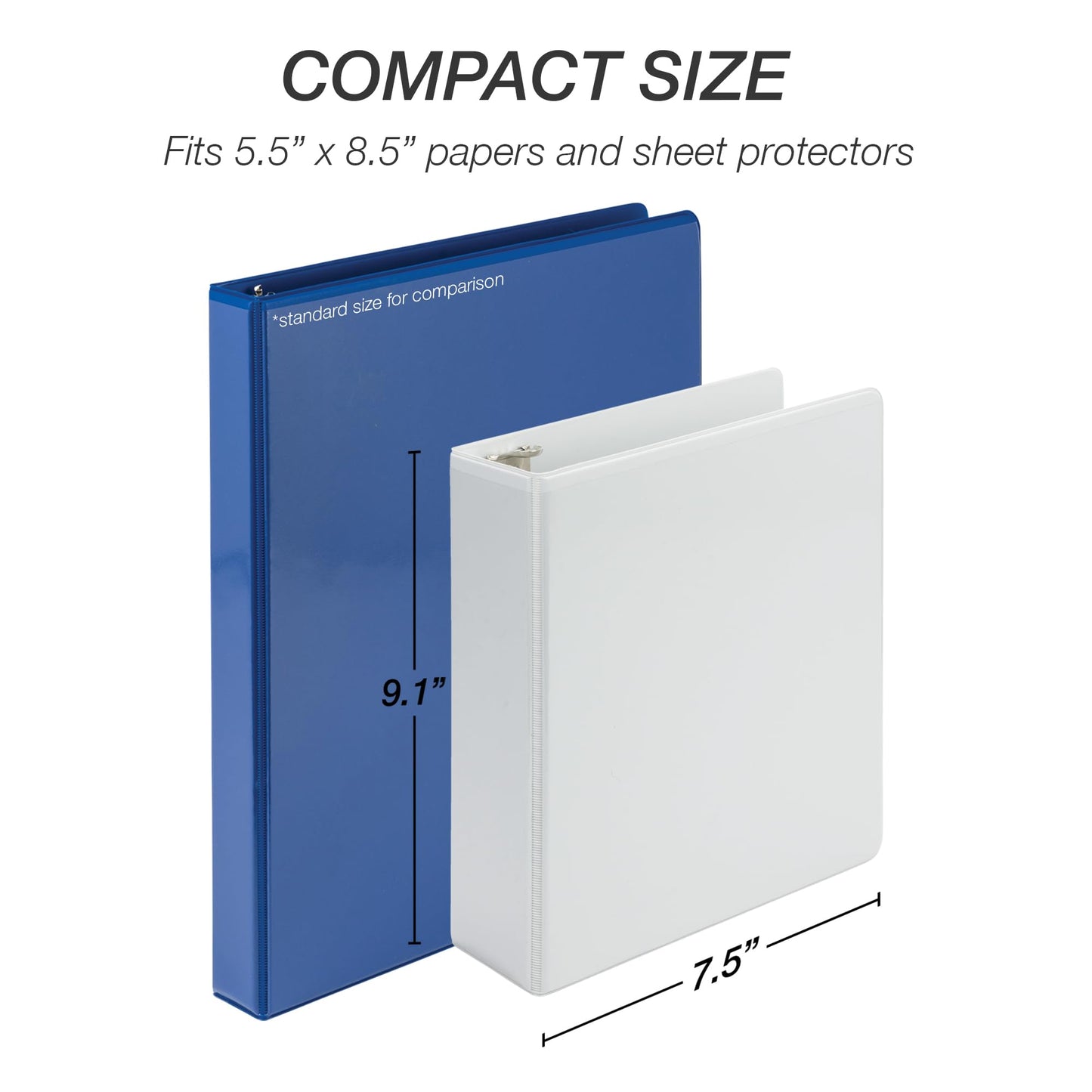 Samsill Economy 2 Inch Mini 3 Ring Binder, Round Ring Binder, Holds 5.5 x 8.5 Inch Documents, Customizable Cover, 2" View, 6 Pack, White