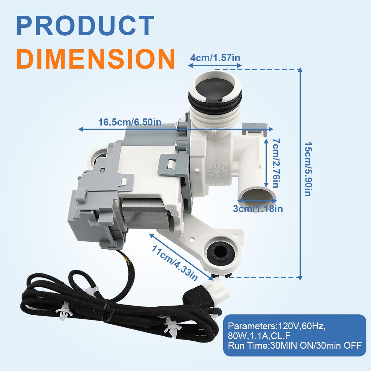 Washer Drain Pump Replacement for WA45M7050AW/A4,WA52M8650AV/A4,WA52M7750AV/A4,WA45H7000AW/A2,WA45T3200AW/A4,WA45N3050AW/A4,WA400PJHDWR/AA DC97-19289F,DC97-19289B, PX3516-01 Assembly.