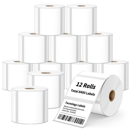 12 Rolls 3" x 2" Direct Thermal Labels - 8400 Labels Multipurpose Address Shipping Labels for Barcode Postage - Adhesive & Perforated, Compatible with Rollo, Zebra, Munbyn, and Other Desktop Printers