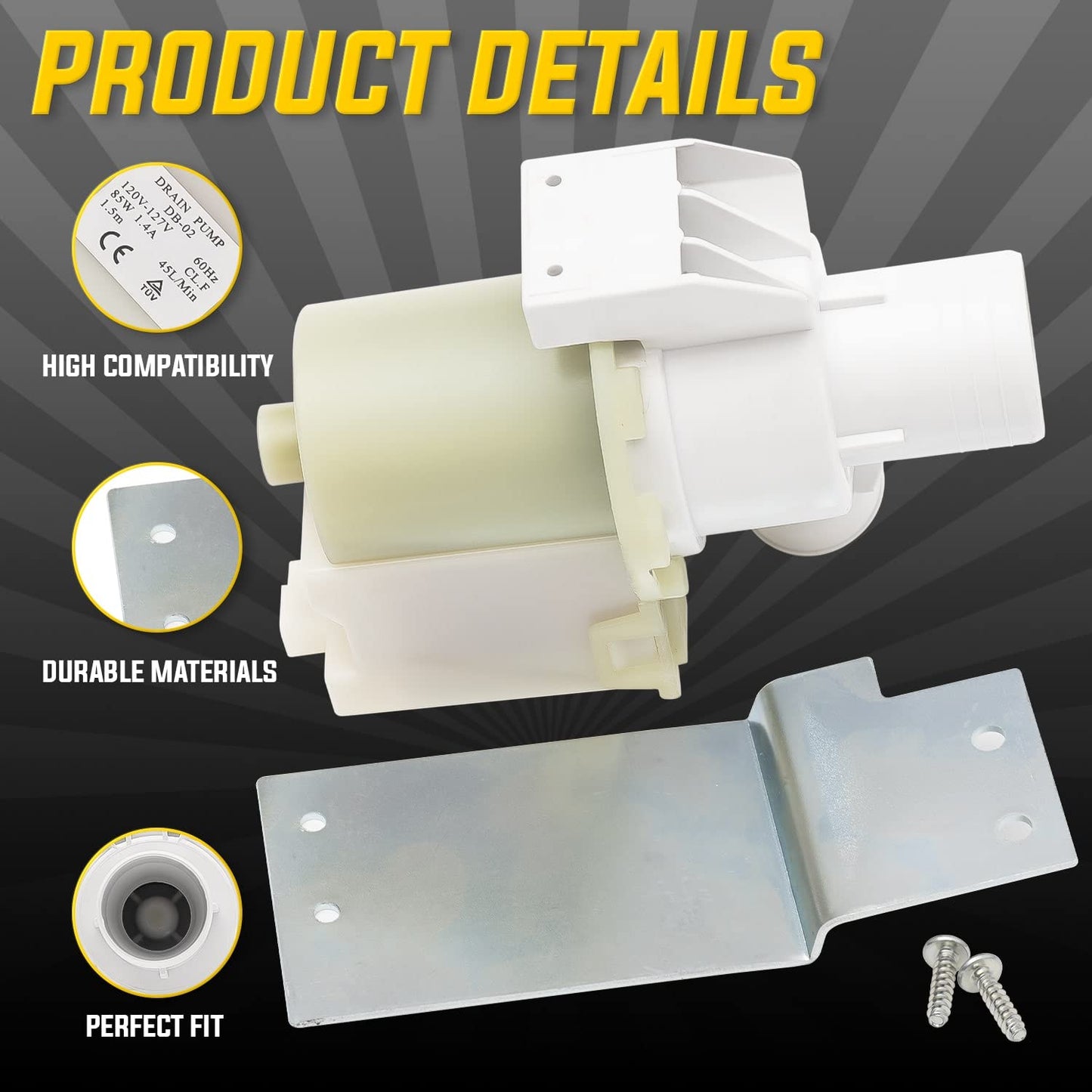 GE WH23X10030 Washer Drain Pump by Seentech - Compatible with GE Washers - Replace P5803461 WH23X10013 14389643P001 3015301 J27-769 PS8768445 TRUCK TRUCK-1 WH23X0081 WH23X0091 WH23X0092