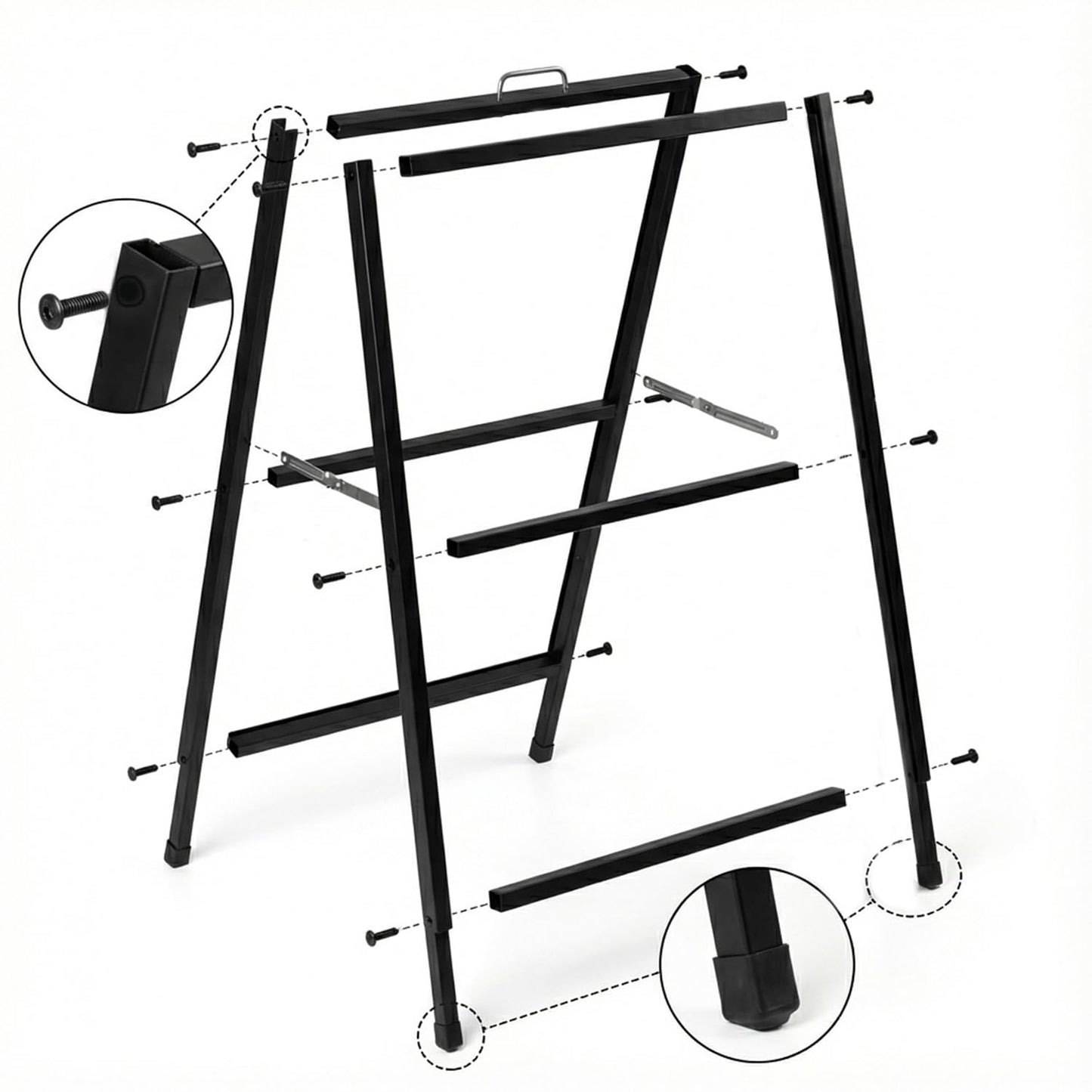 LANGTUKEE Heavy Duty A Frame Sign 24x36 inch - Double Sided Slide-in Metal Sandwich Board for Outdoor Sidewalk Business Advertising, Black Folding Pavement Display Stand, Frame Only