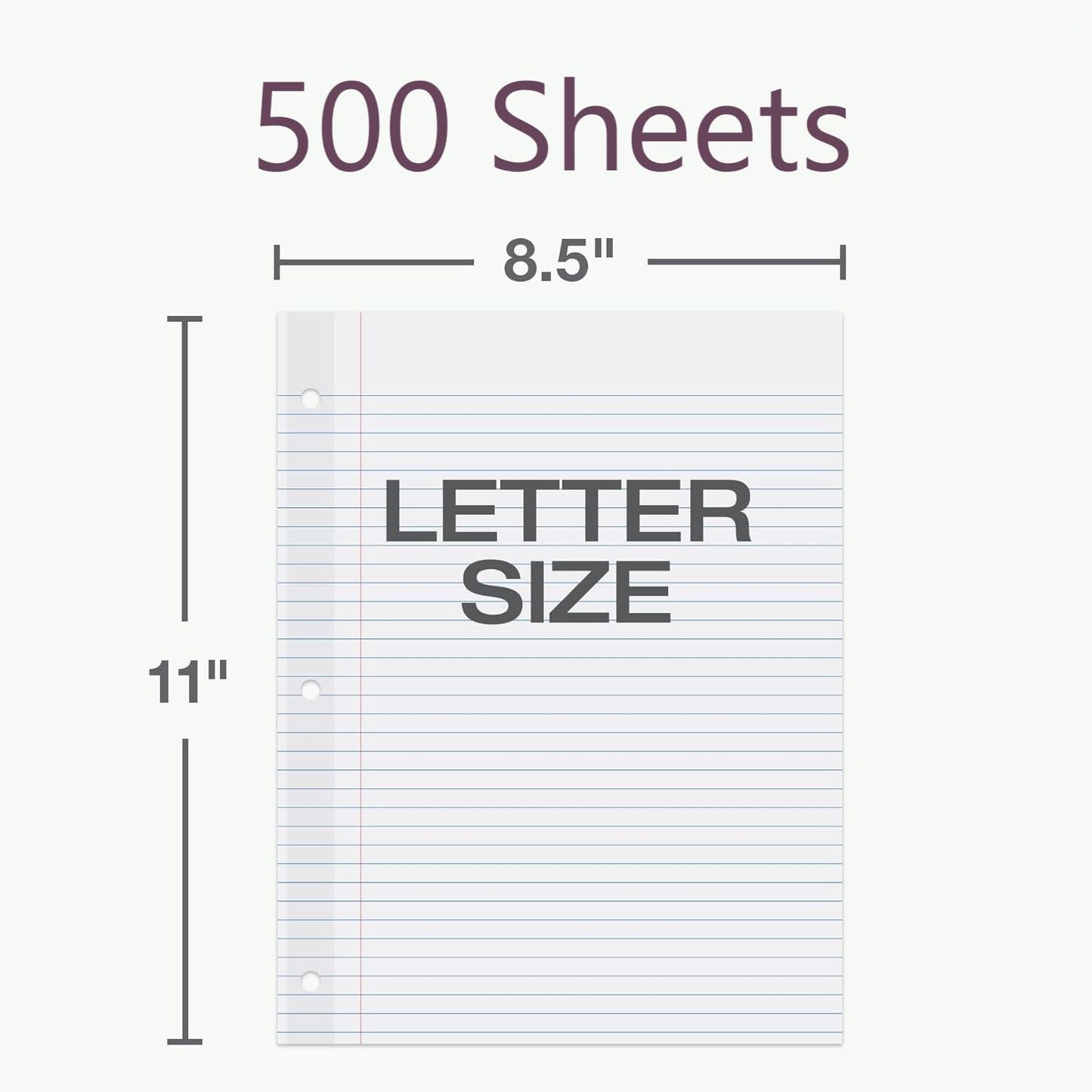 Oxford Reinforced Filler Paper, 8.5 x 11 Inch, College Rule, 3 Hole Punched, Lined Loose Leaf Paper for Ring Binders, 500 Sheets, White (1002097)