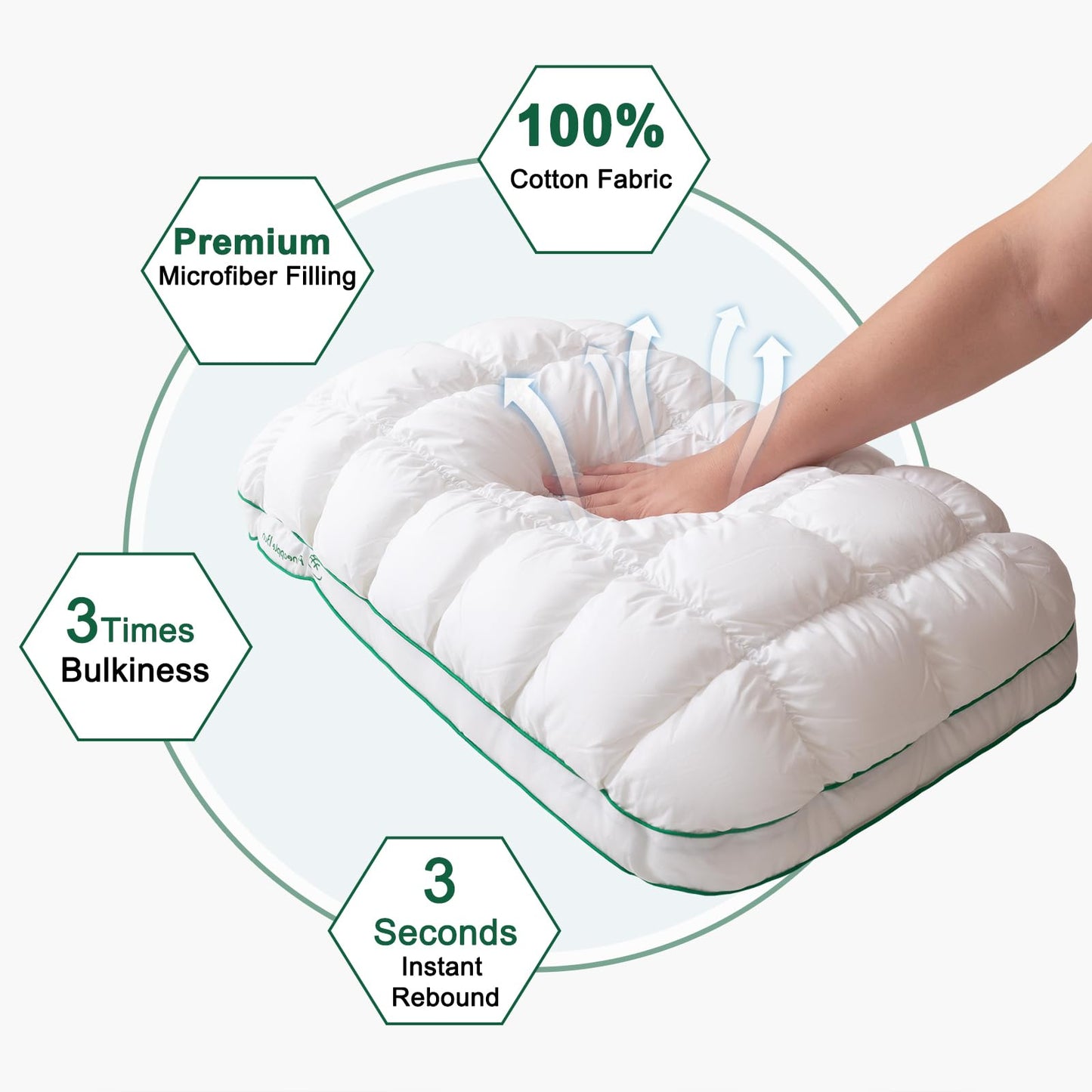 YOUR MOON Fluffy Support Bed Pillow Queen Size, Super Soft Premium Down-Alternative Filling for Sleeping, Luxury Hotel Quality Bed Pillows for Side Sleeper (White)