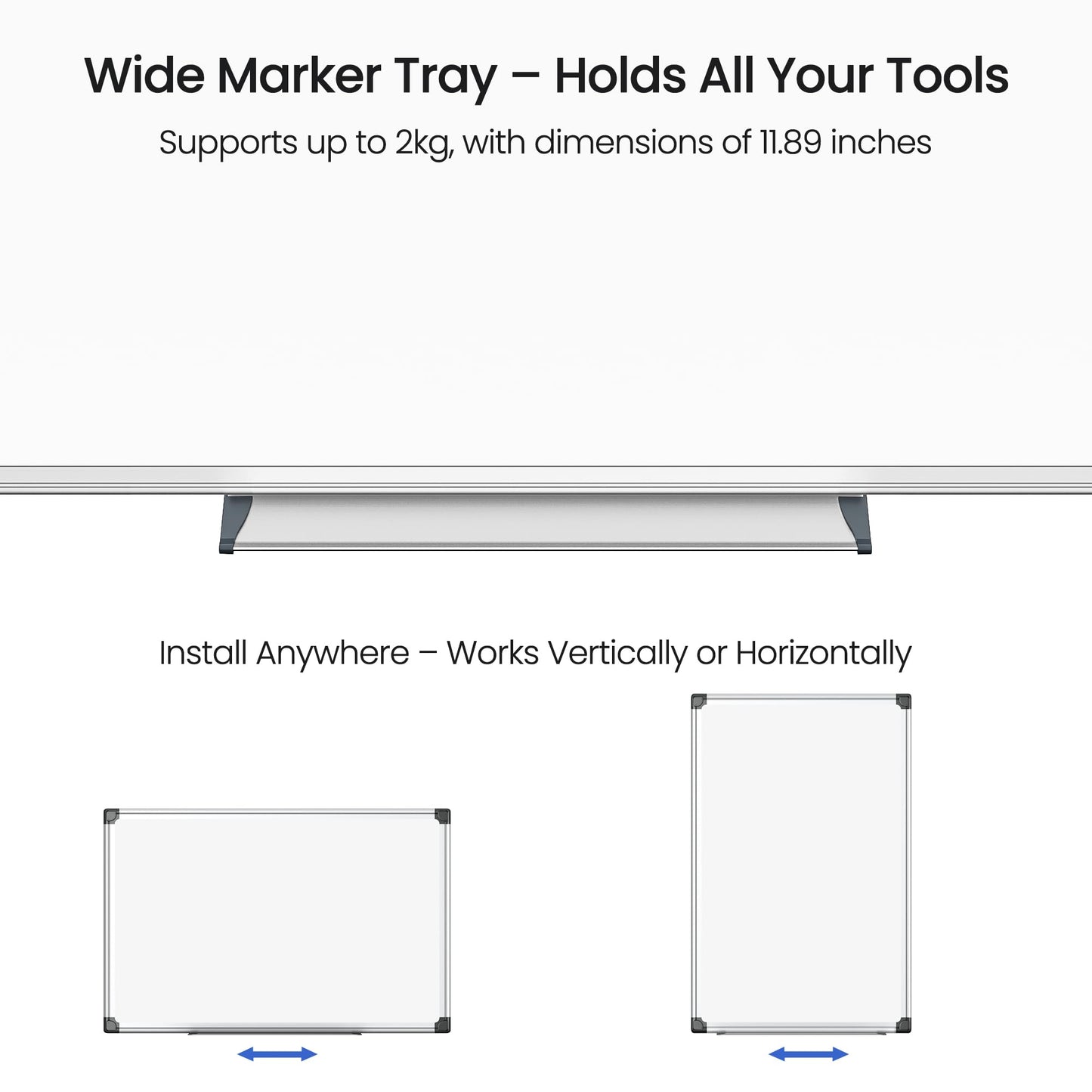 SCRIBANX Magnetic White Board for Wall, 36" x 24" Dry Erase Board Kit with 2 Magnetic Dry Erase Markers, 4 Magnets, Eraser, Pen Tray & Mounting Kit – White Board Dry Erase for Home, Office, School