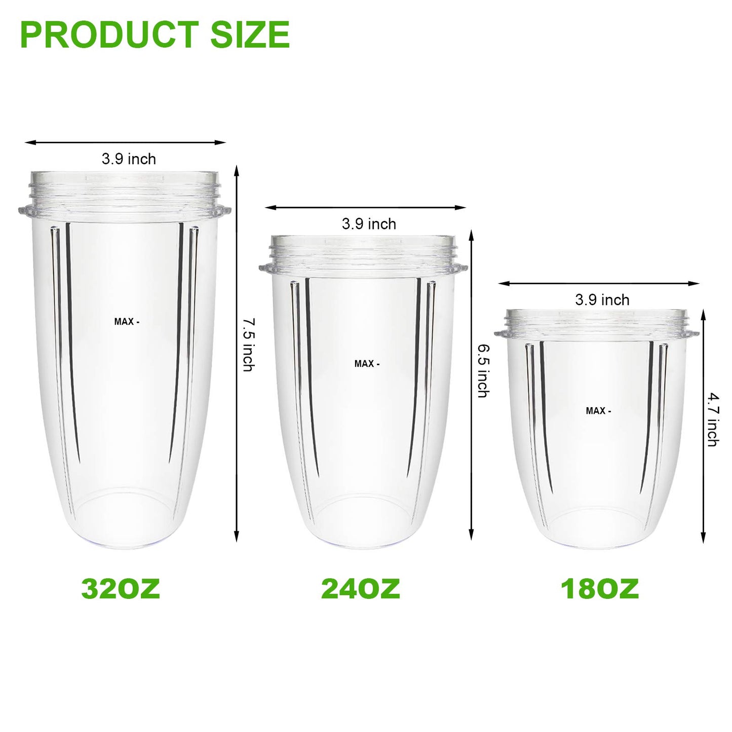 14 PCS Blender Extractor Blade and Cups for NutriBullet 600w and 900w Series, Replacement Parts Gasket Shock Pad and Gear(1 Blade, 3 Cups,1 Lids)