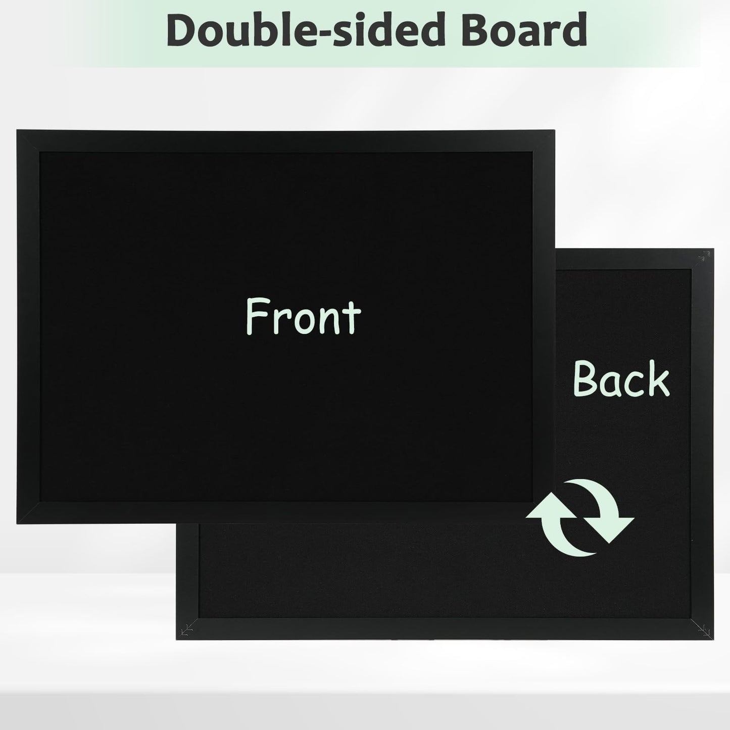 DOLLAR BOSS Large Black Cork Board Double-Sided Bulletin Board with Linen 24''x 18'', Black Cork Boards for Walls Wood Frame Hanging Pin Board, Cork Board for Office Home School 1-Pack